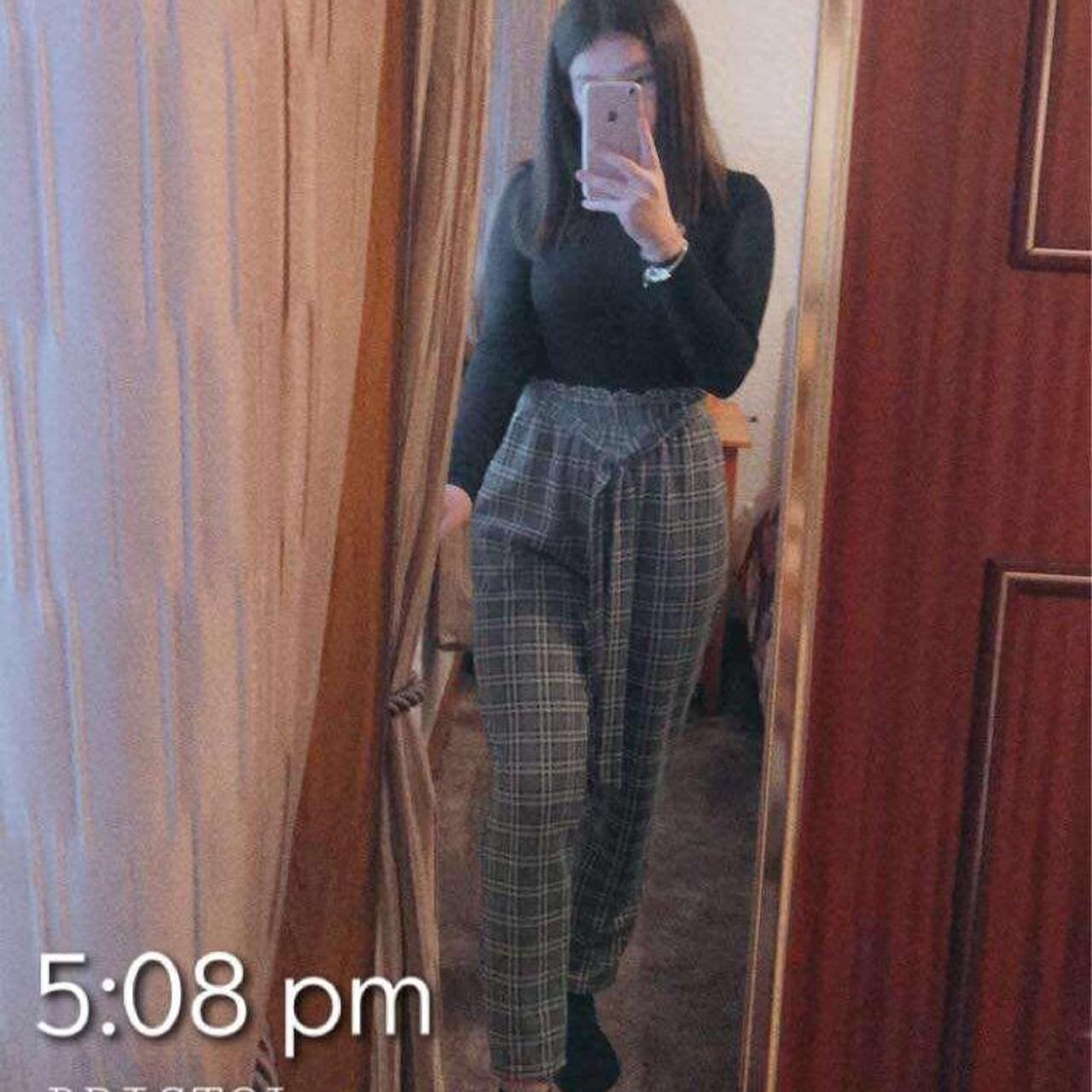 Black and white checkered trousers from new look... - Depop