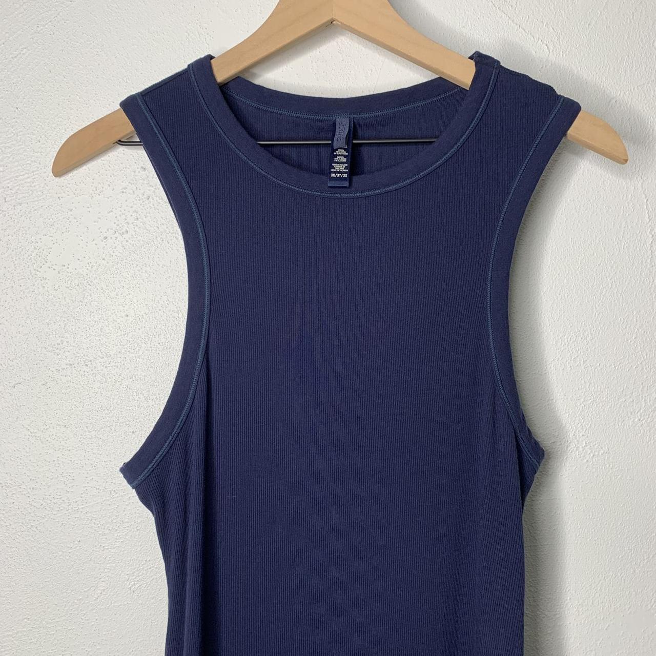 Skims 3X Plus COTTON RIB Tank Mini Dress Navy... - Depop