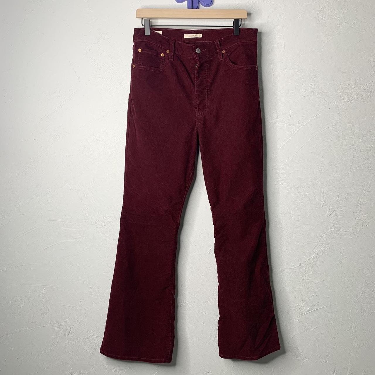 Levi’s 31 Ribcage Flare Corduroy Burgundy Red High... - Depop