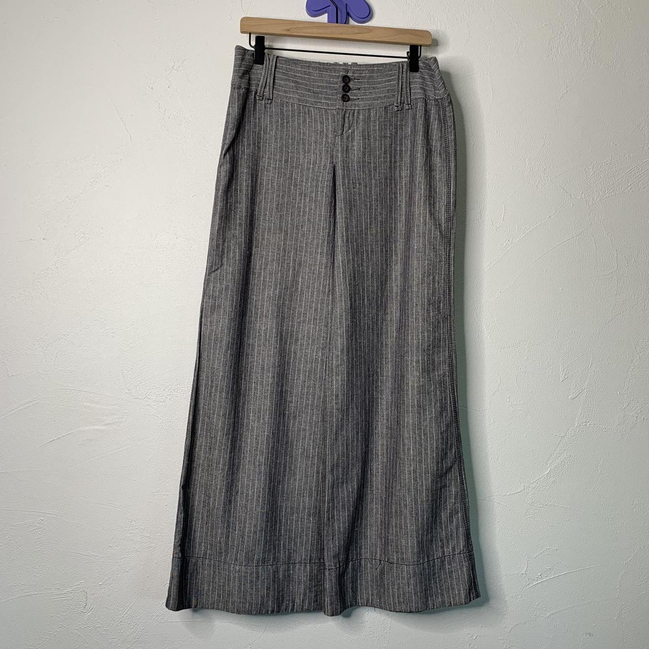 Free People Y2K Size 2 Grey Charcoal Linen Wide Leg... - Depop