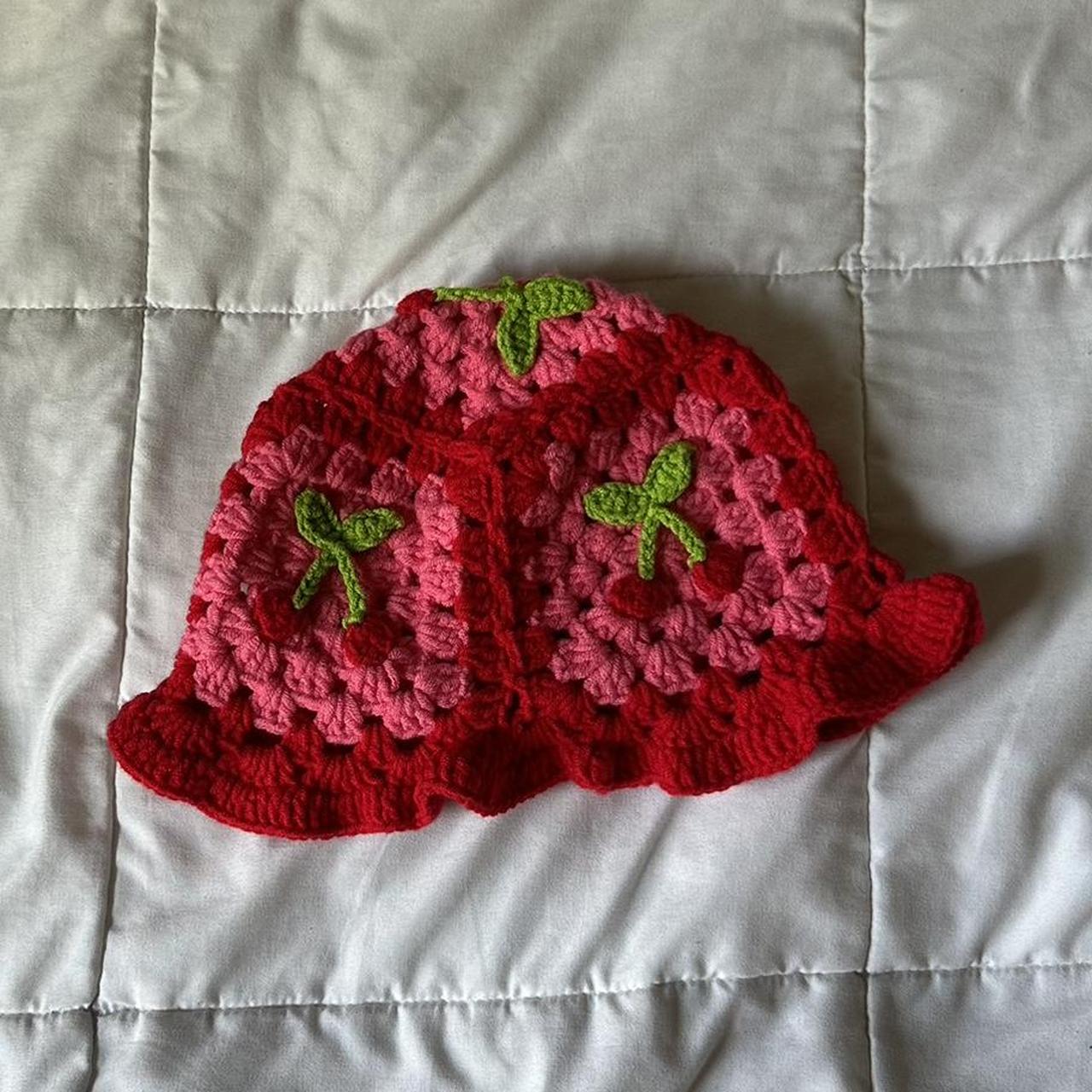 crochet cherry bucket hat! - FROM SHEIN - brand new... - Depop