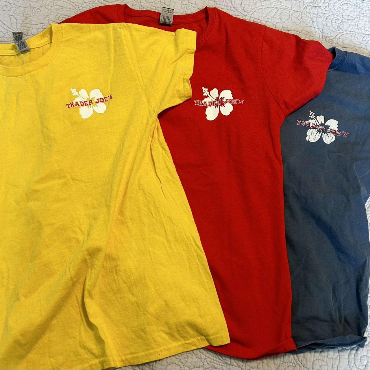 Pack of three Trader Joe’s shirts Red M Yellow... - Depop