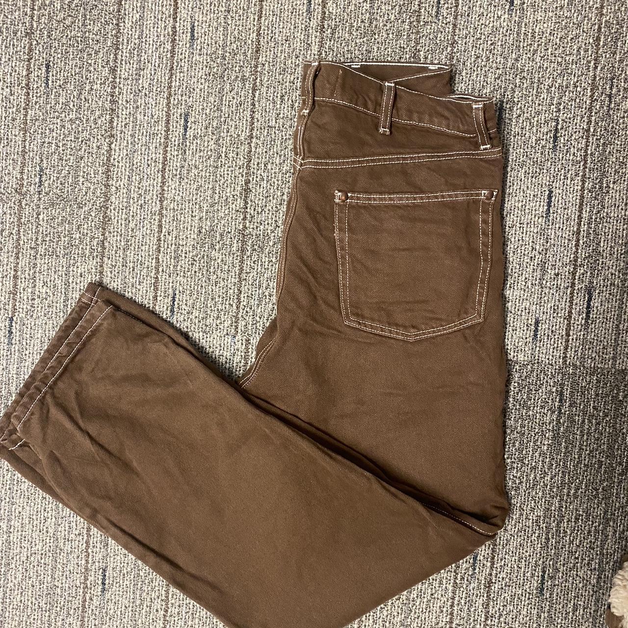 straight leg brown reformation jeans high rise... - Depop