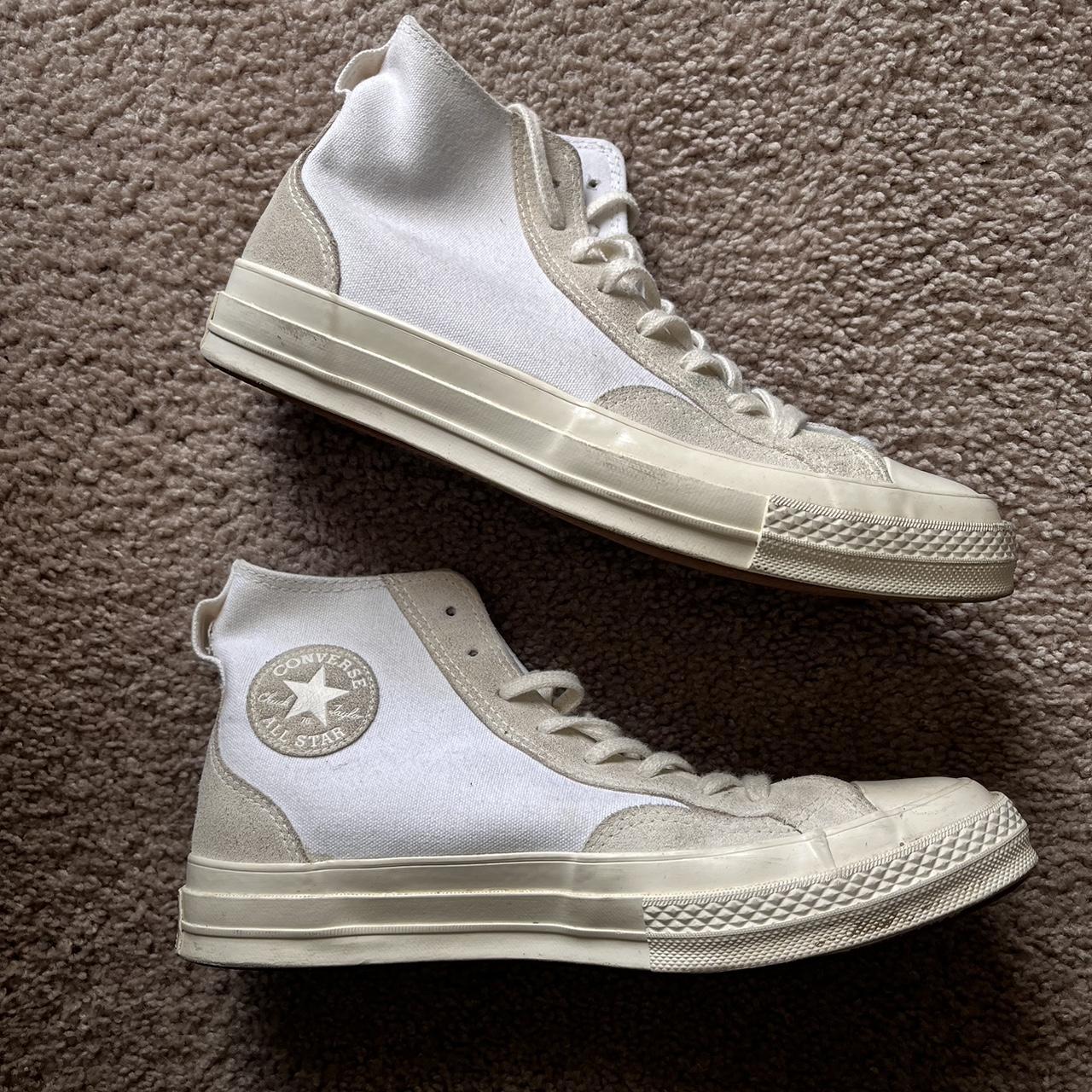 Converse Men's White and Cream Trainers | Depop