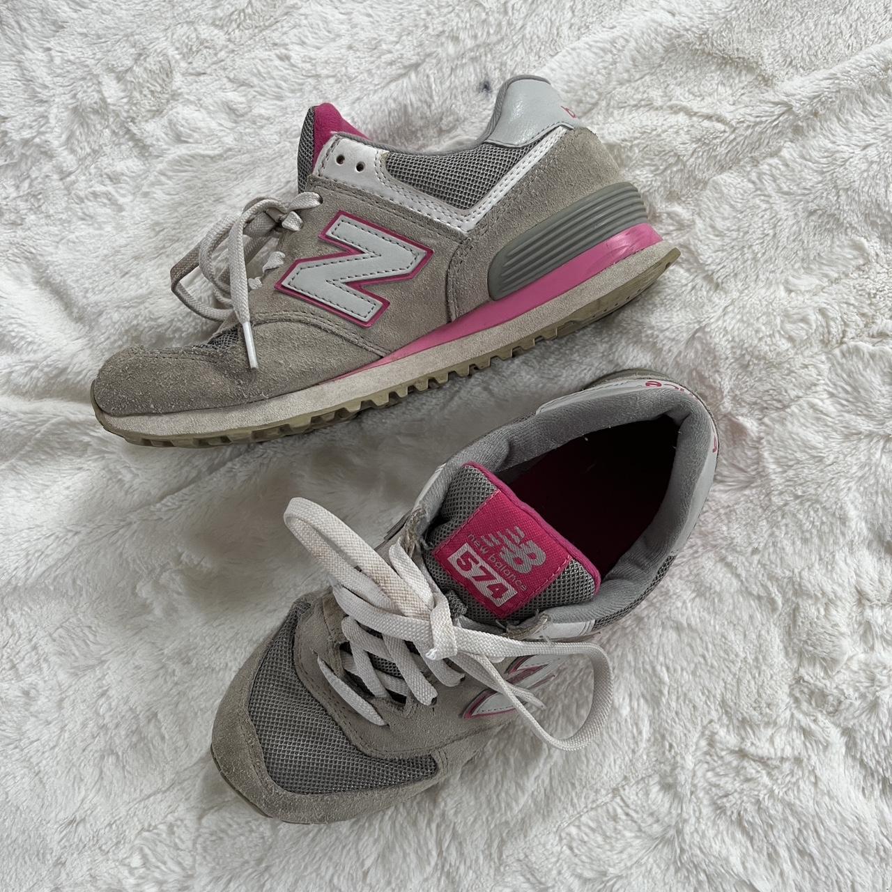 NEW BALANCE 574 pink and grey Size Depop