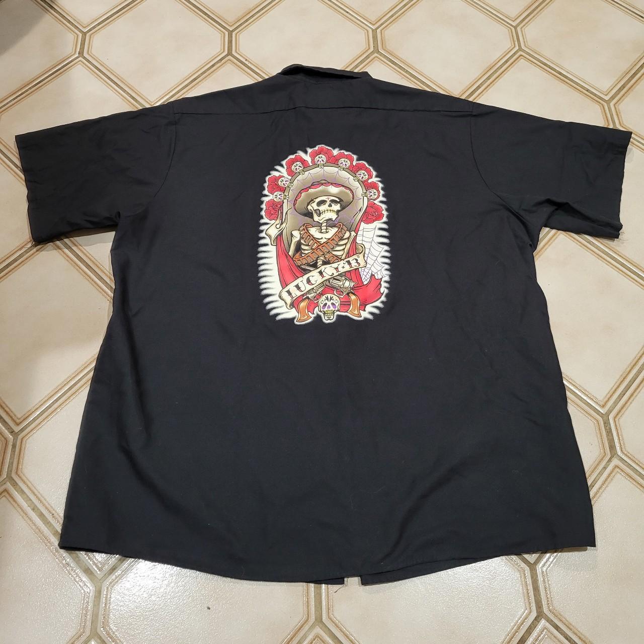 lucky 13 tattoo shop work shirt skulls, roses,... Depop