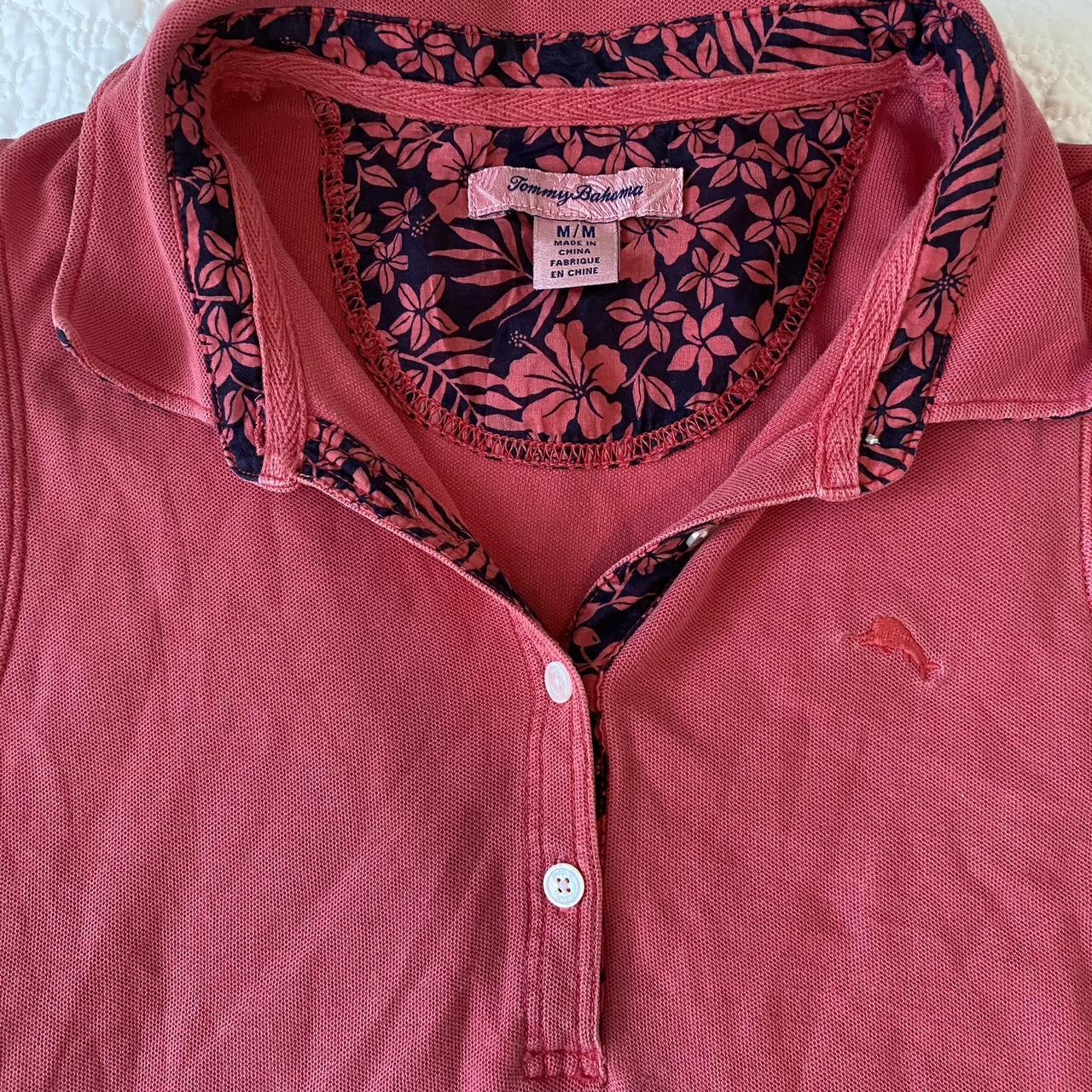 Tommy Bahama Vintage Pink Red Button Up Collared... - Depop