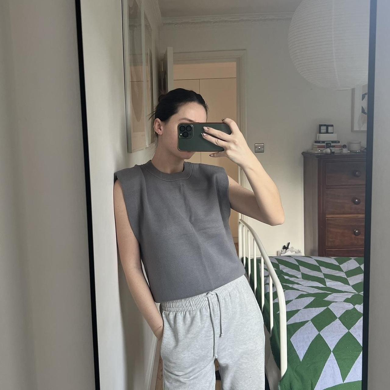 Zara Women's Grey and Blue Vest Depop