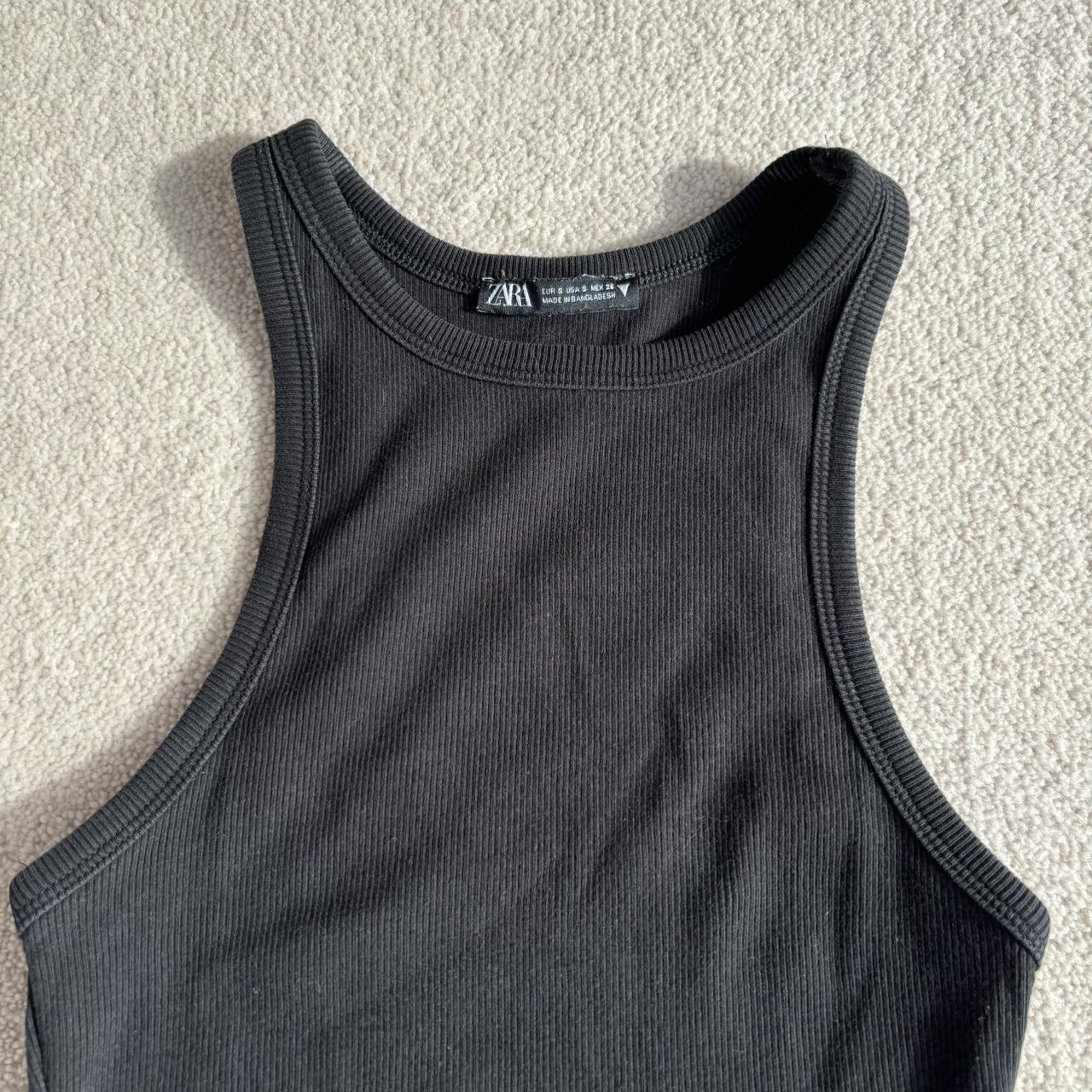 Zara black ribbed racer back top, racer back crop... - Depop