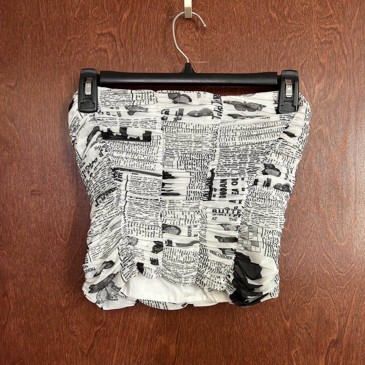 ZARA tube top newspaper print size small never worn... Depop