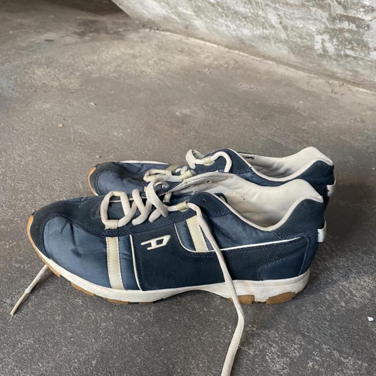 Diesel Mens Vintage Sneakers. Proton Lace Up. Blue - Depop