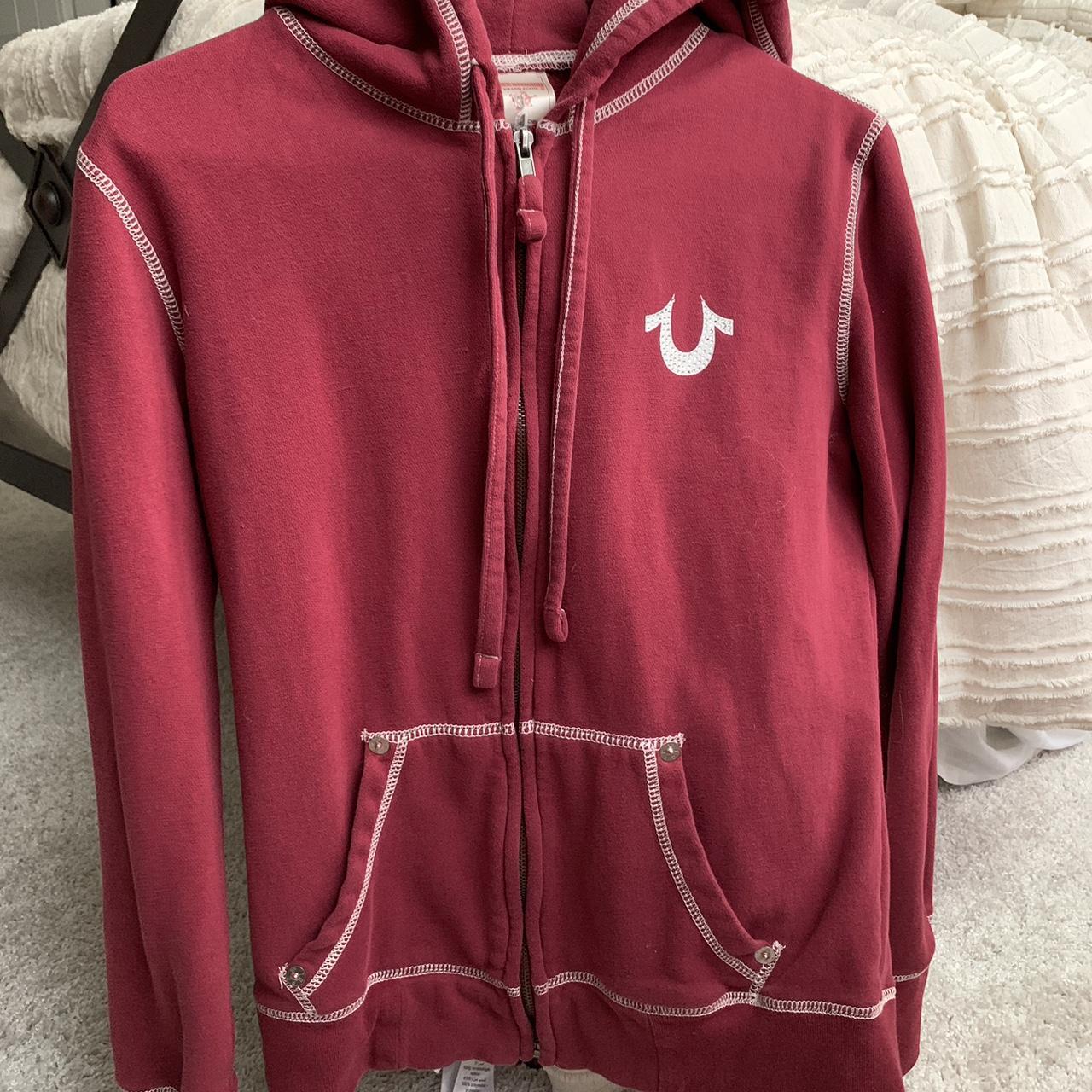 True religion cheap burgundy hoodie