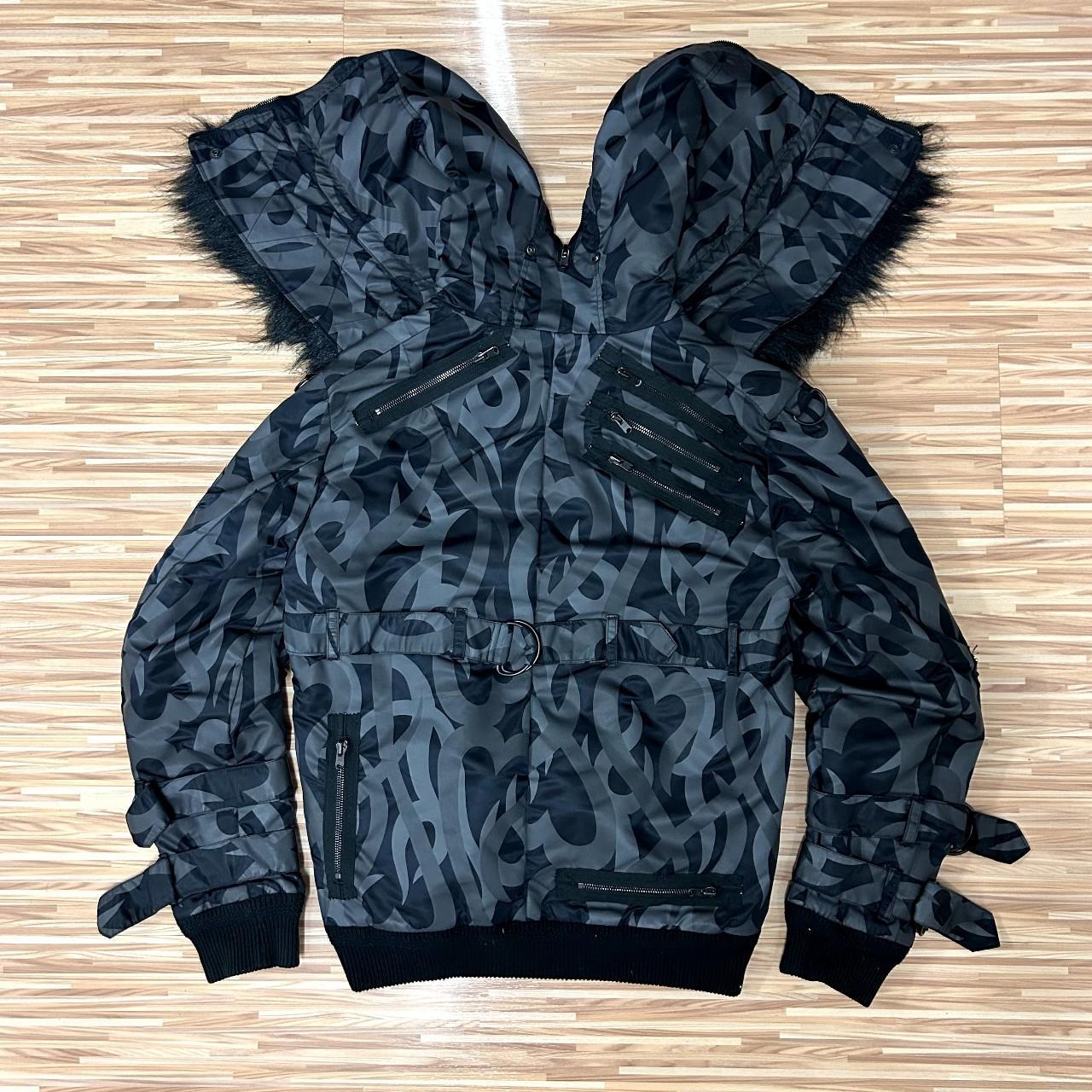 Number Nine tribal camo bondage bomber... - Depop