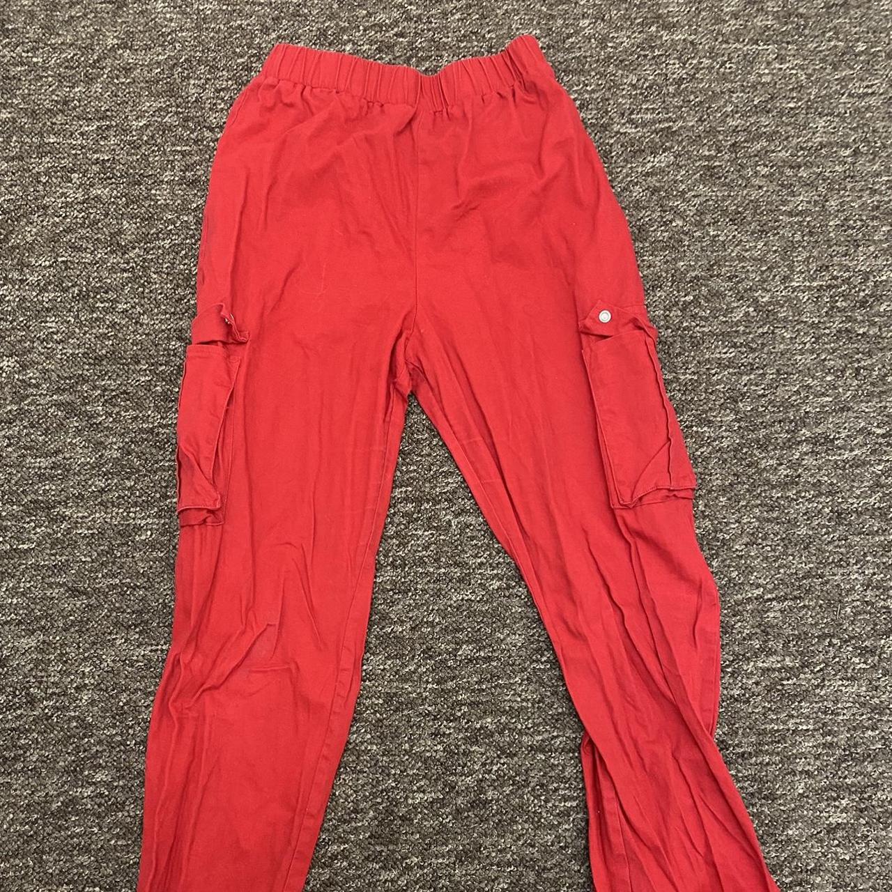 PLT - Red pocket detail cargo trousers Really good... - Depop