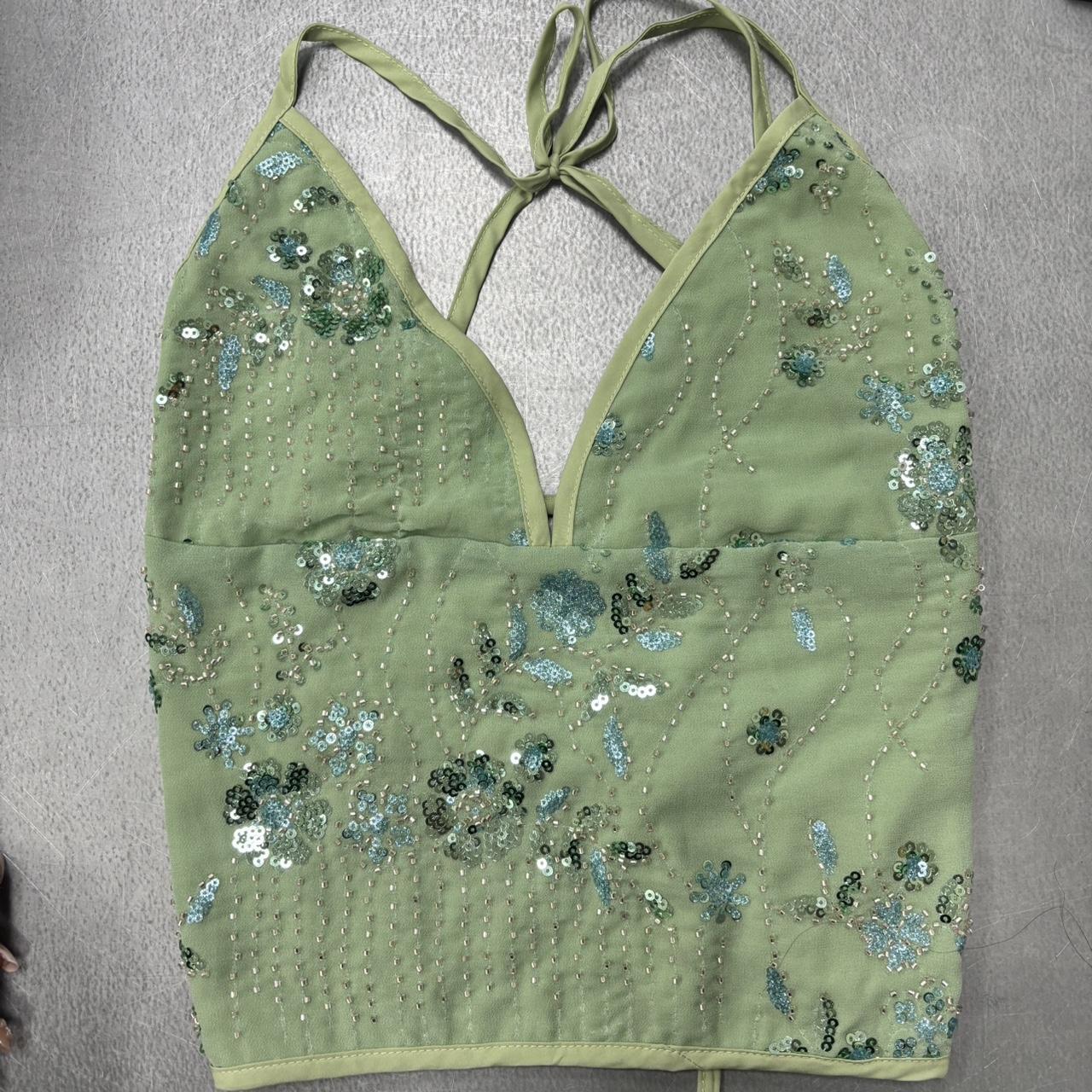 Green and blue sequin top, backless!Unsure of brand...