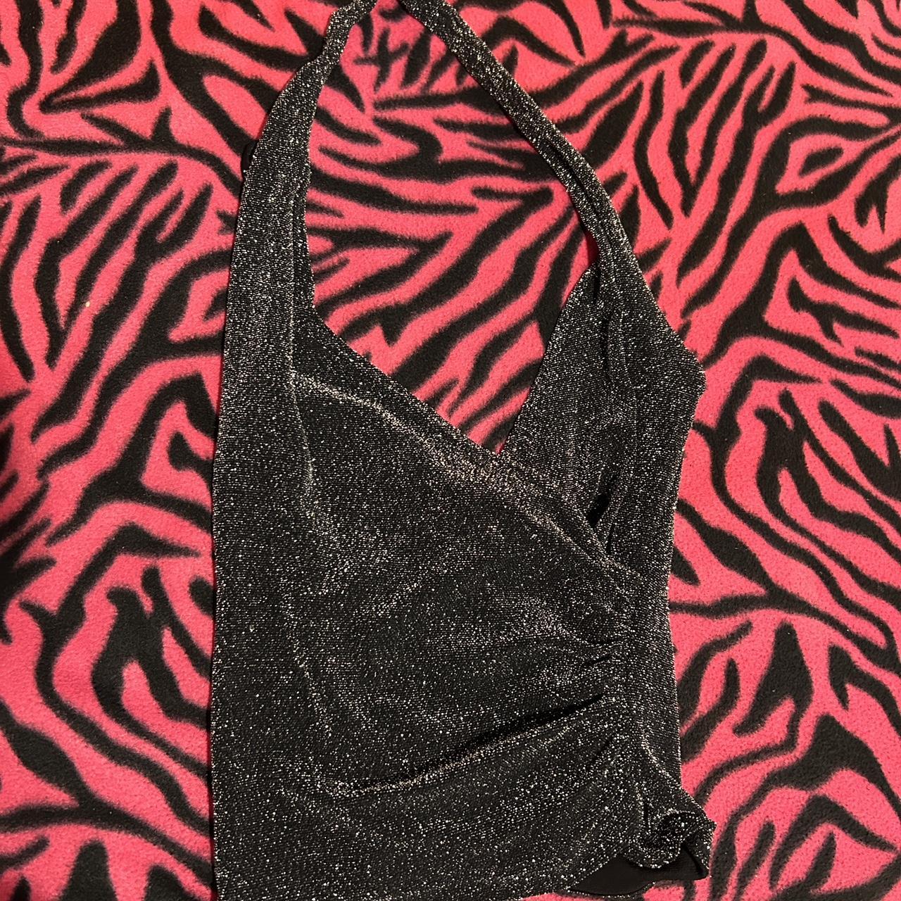 Vintage y2k halter top with shelf bra. Size 18/20 - Depop