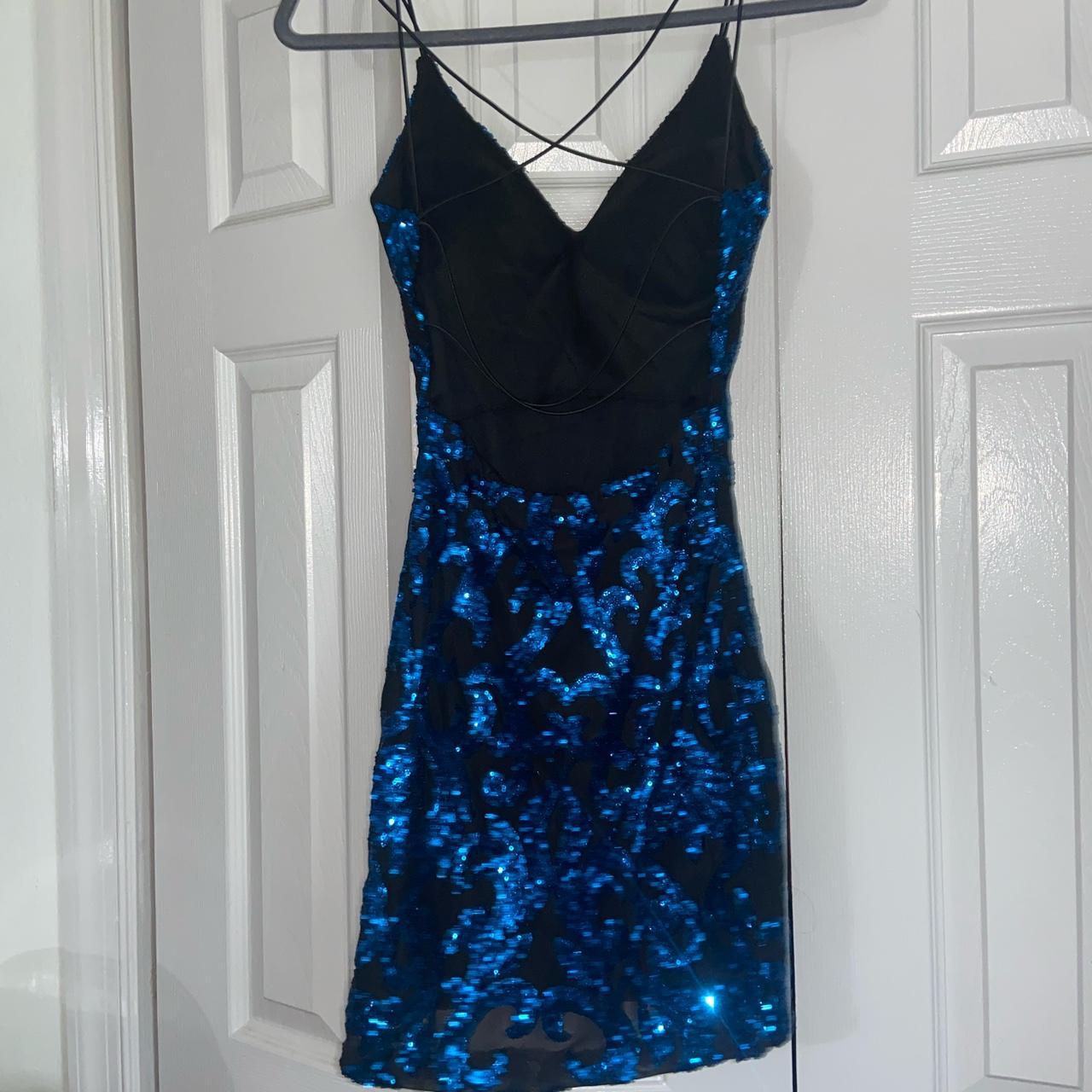 Women's Blue and Black Dress Depop