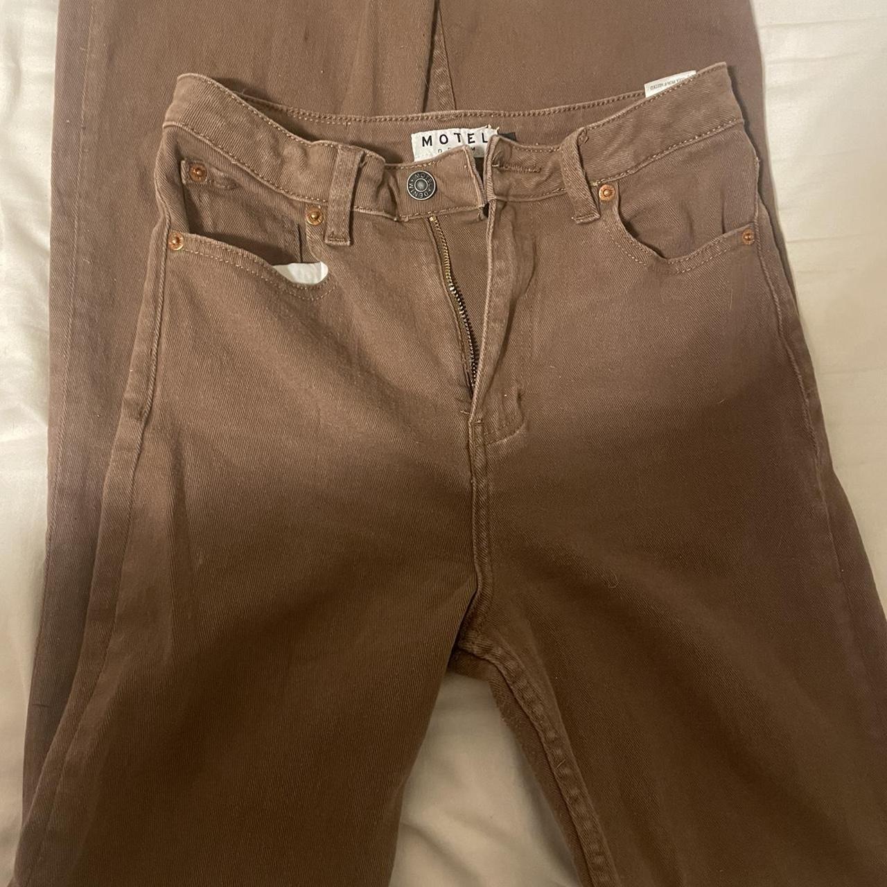 motel bootleg jeans! perfect stretchy brown jeans... Depop