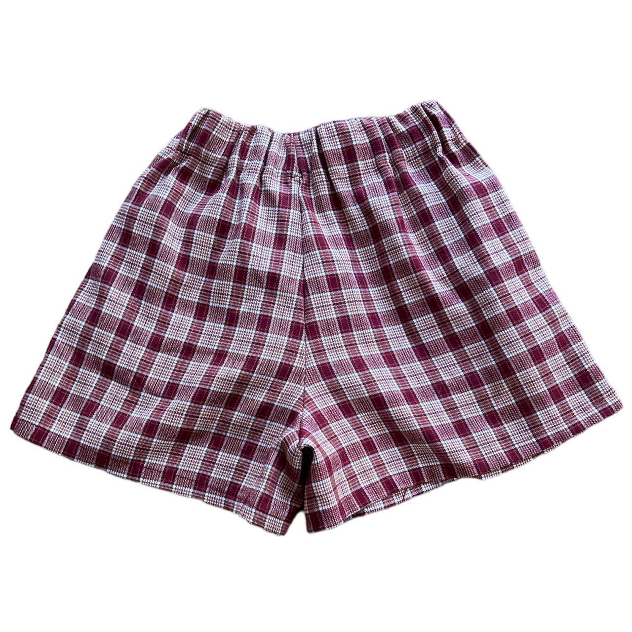 red plaid shorts fits size xs shipping cost included... - Depop