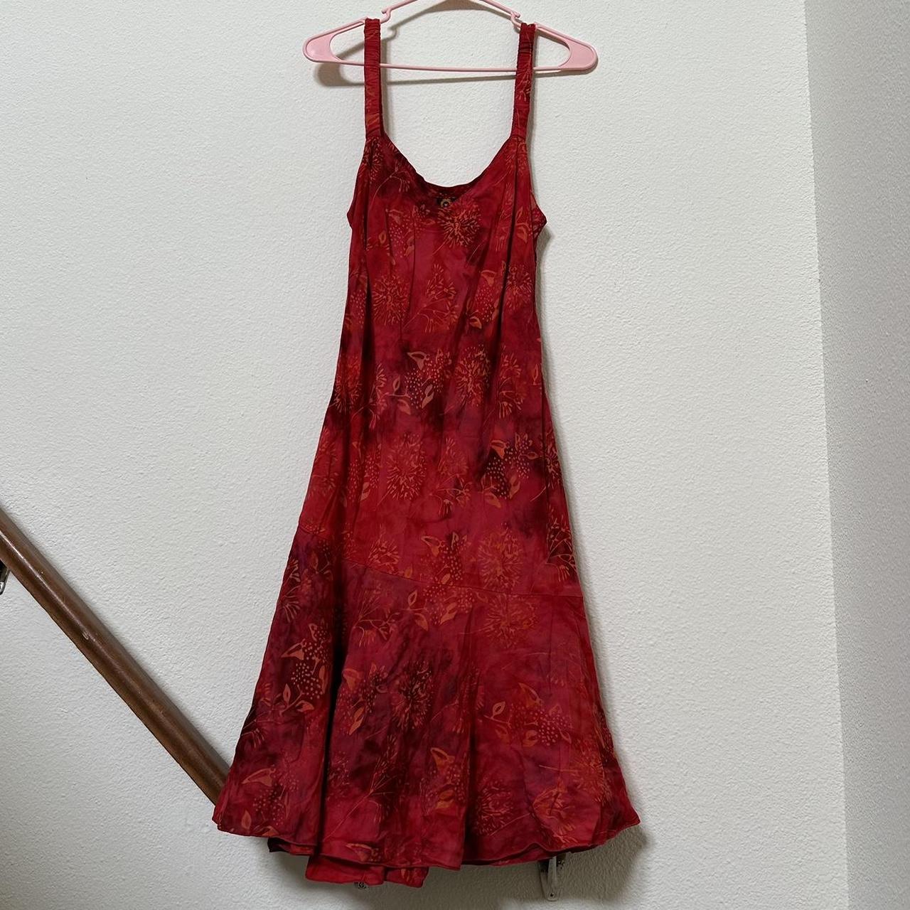 beautiful orange and red flowy dress made in... - Depop