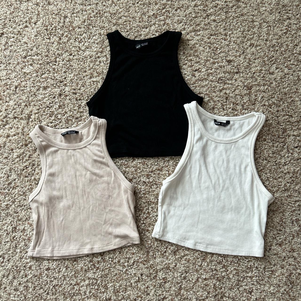 Tan, Black, White 3 Piece Tank Set Size XS Never... - Depop