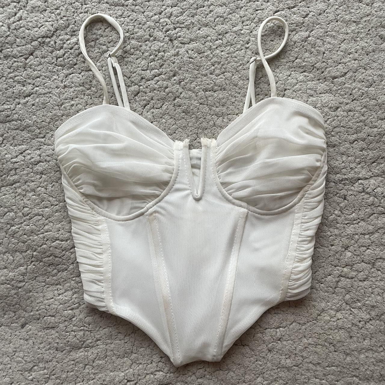 Bershka Women's White Corset | Depop