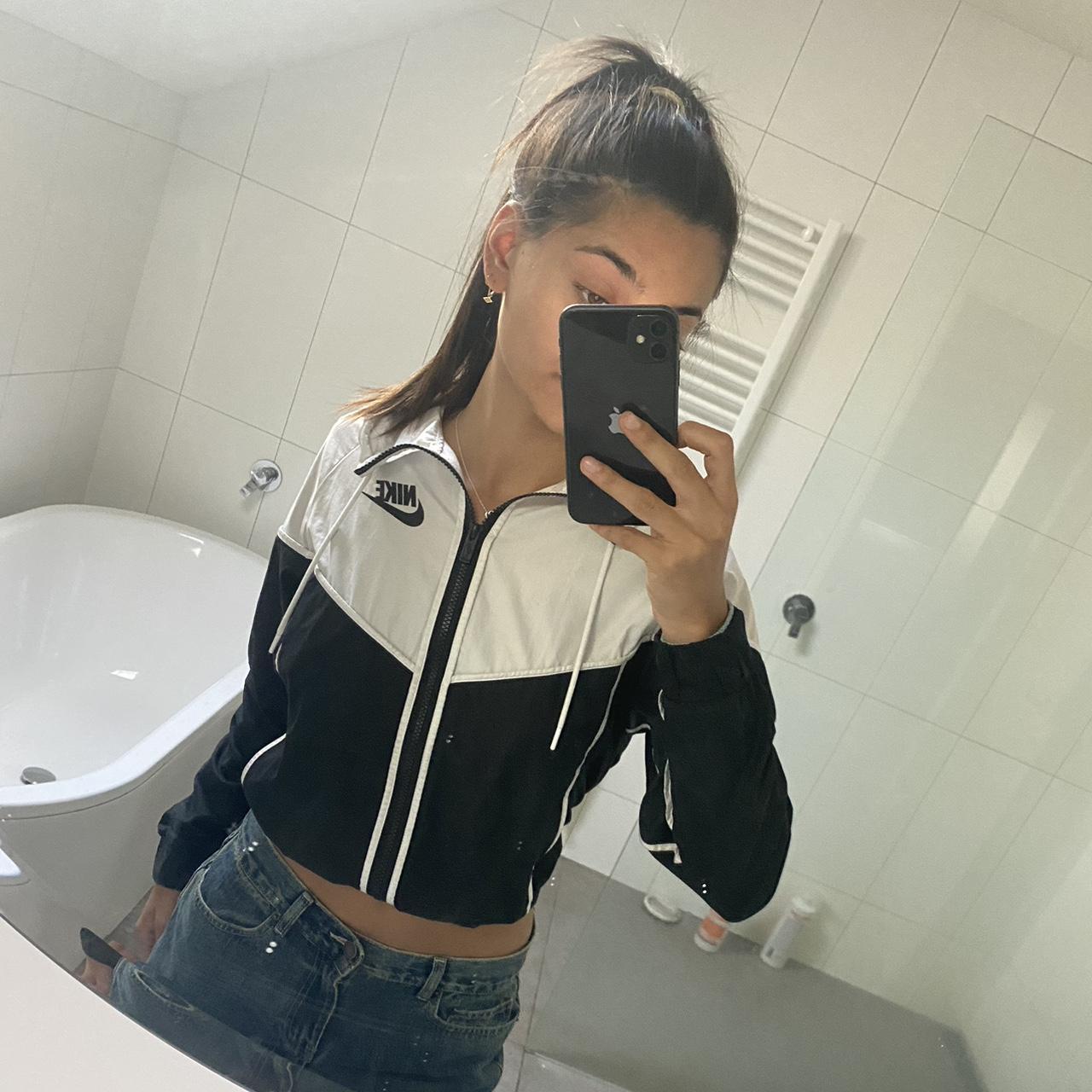 Black And White Nike Windbreaker, Pre Loved But - Depop