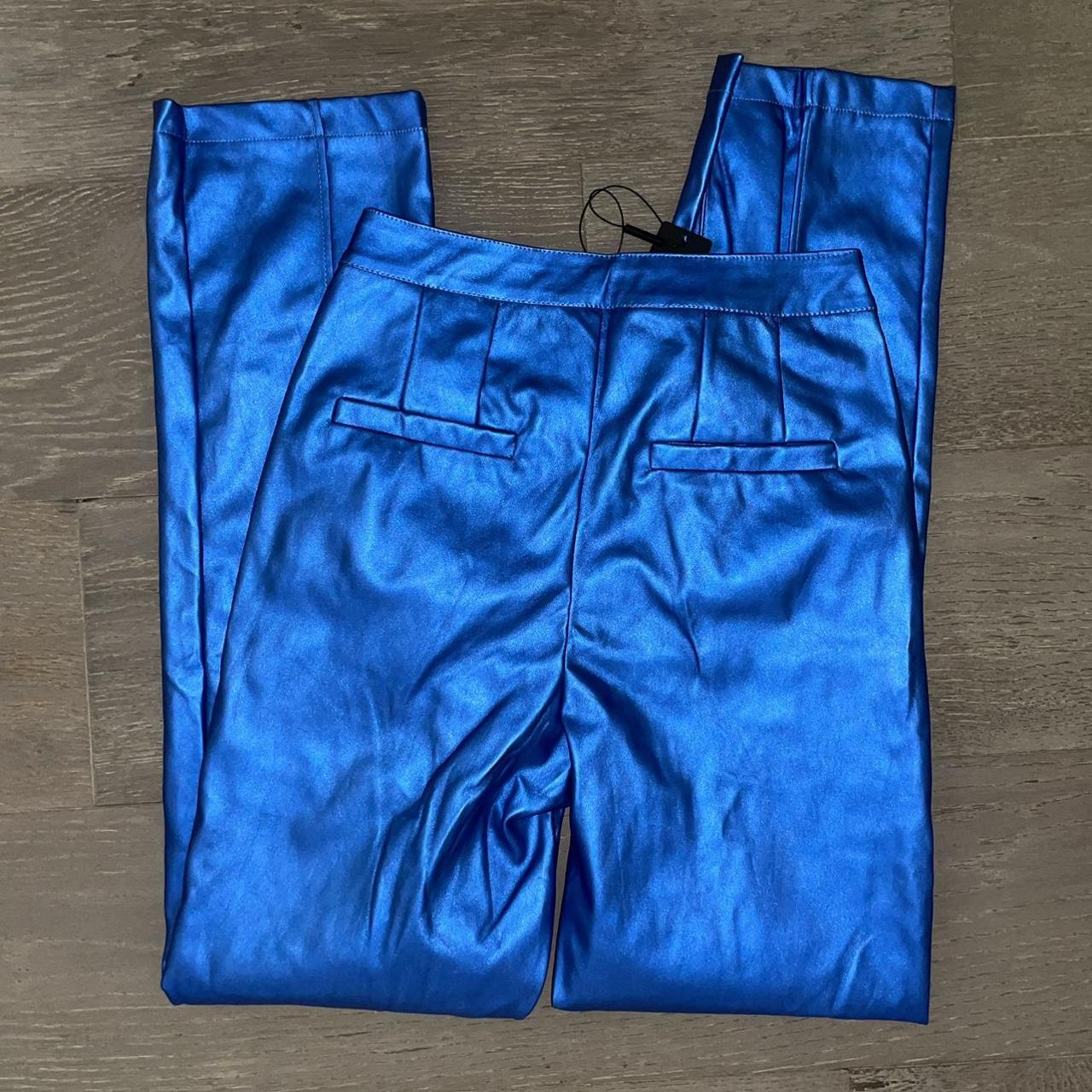 metallic faux leather royal blue Depop