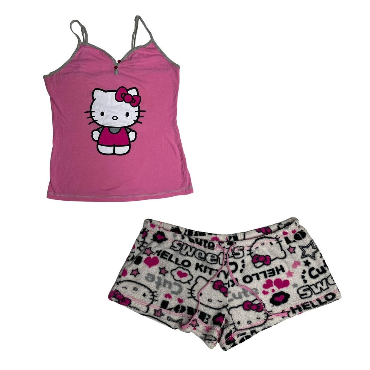 Hello Kitty Women's Pink and White Pajamas Depop