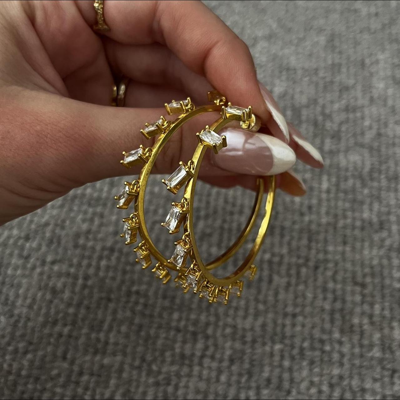 Emma pills hoops 🤍 Brand new, never worn Gold... - Depop