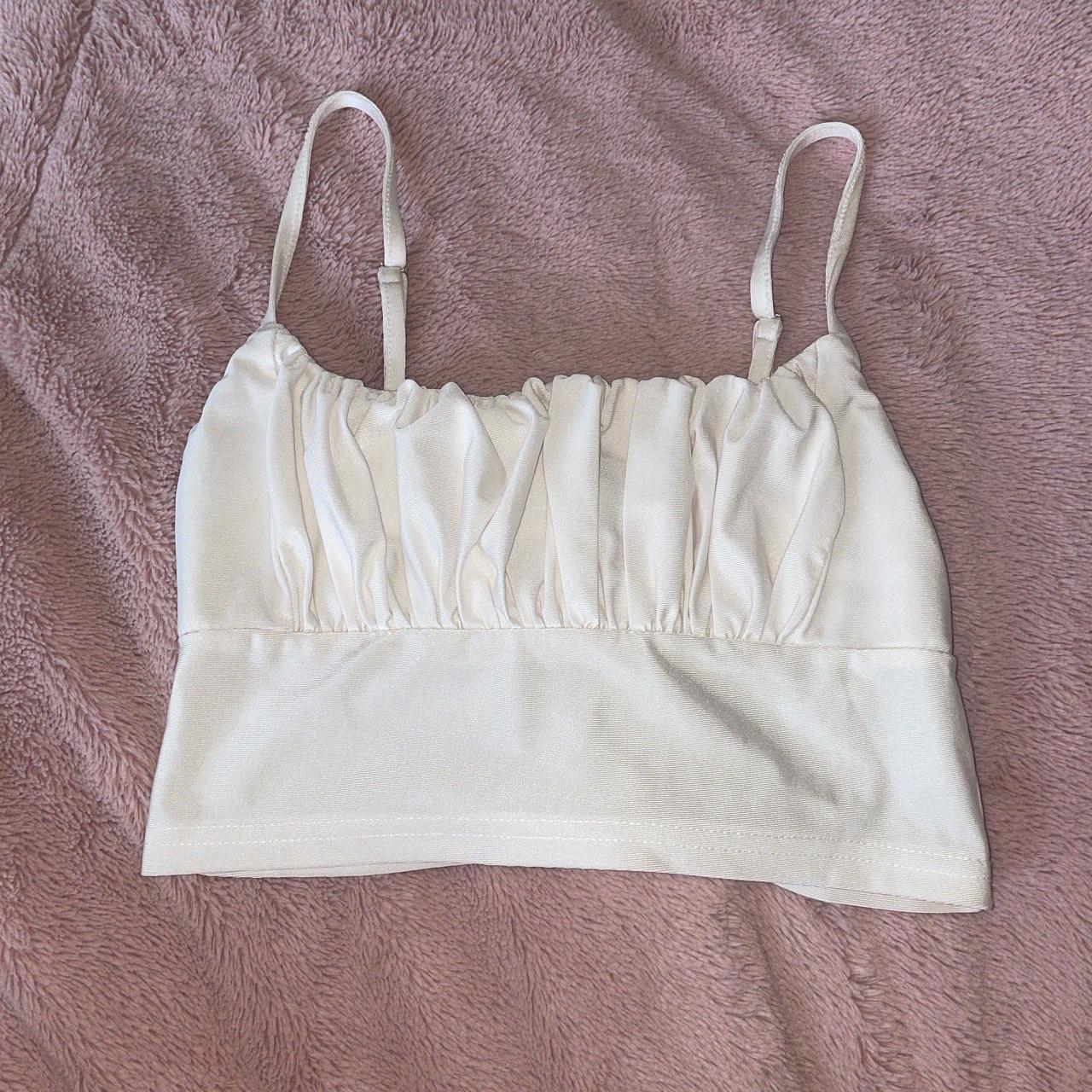 SHEIN RUCHED WHITE CROP TOP Worn once for above... - Depop