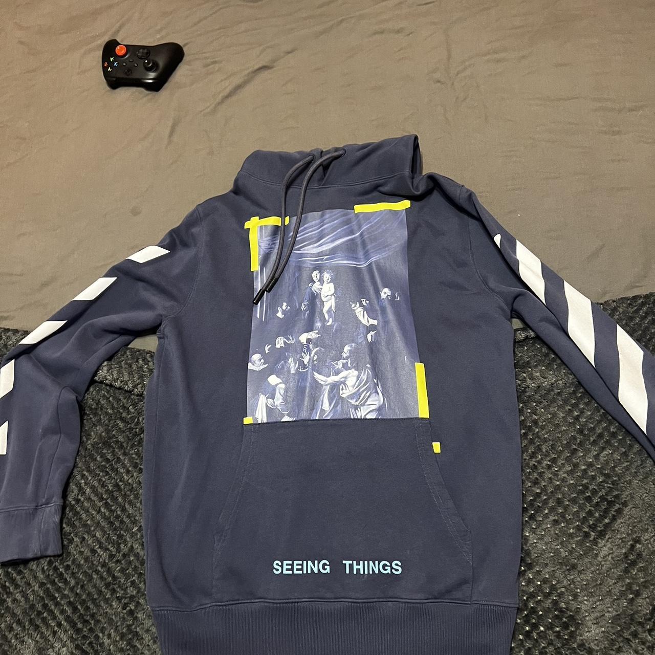 Off white navy hoodie online