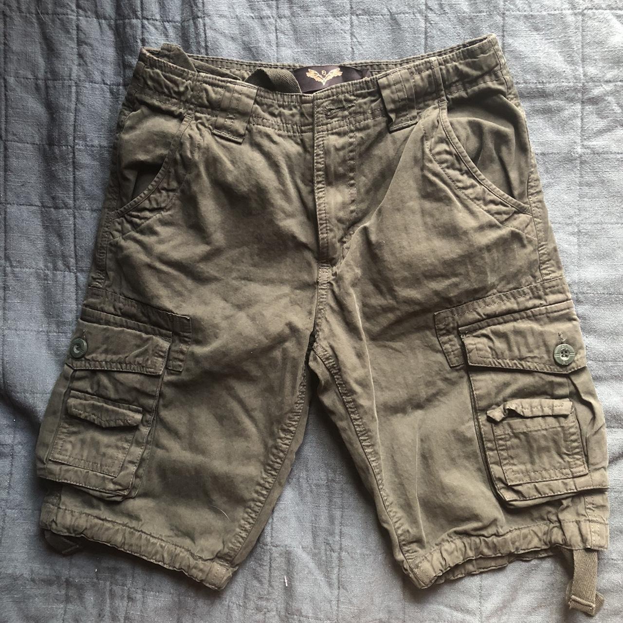 forest green cargo shorts, waist 28 spacious... - Depop