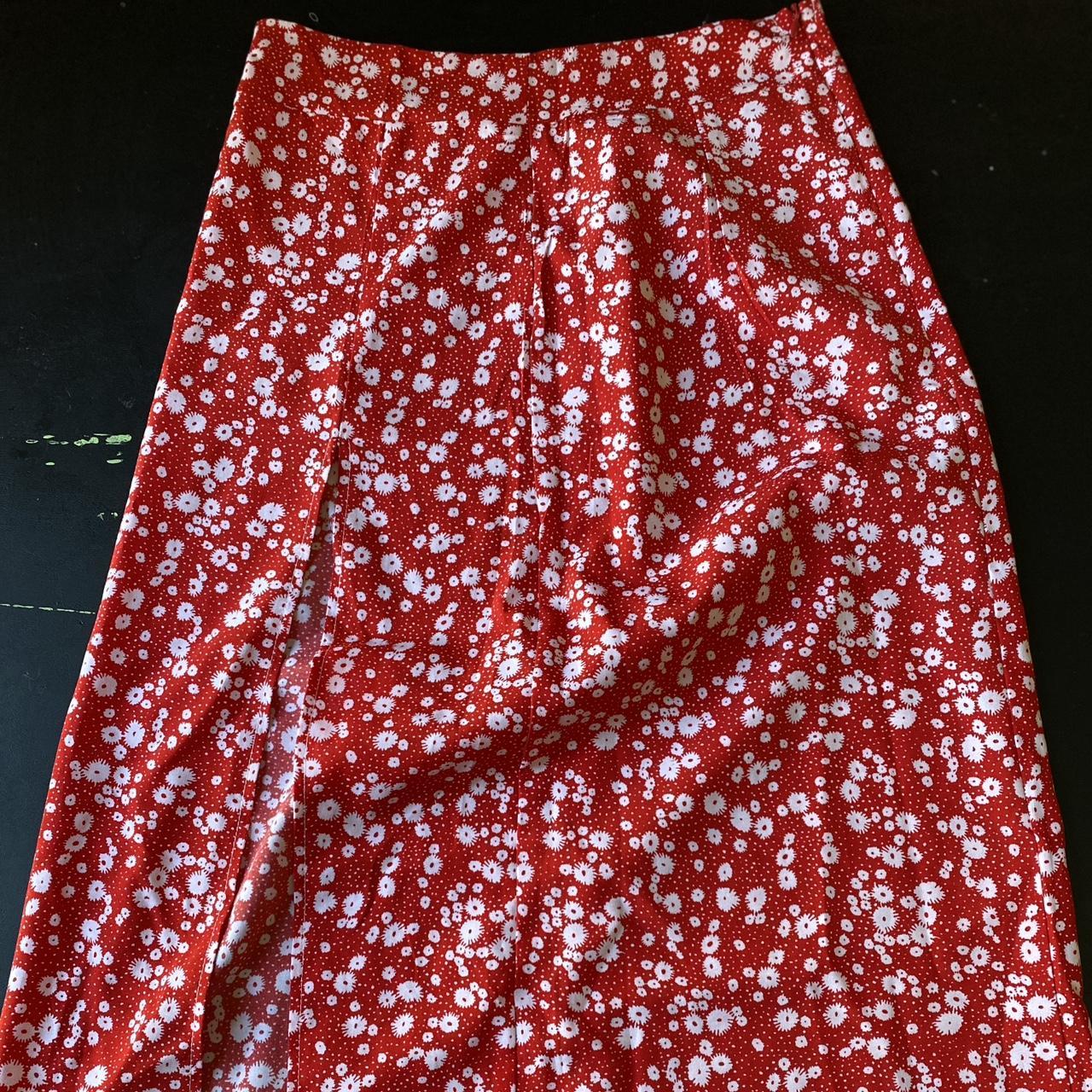 SHEIN Women's Red and White Skirt