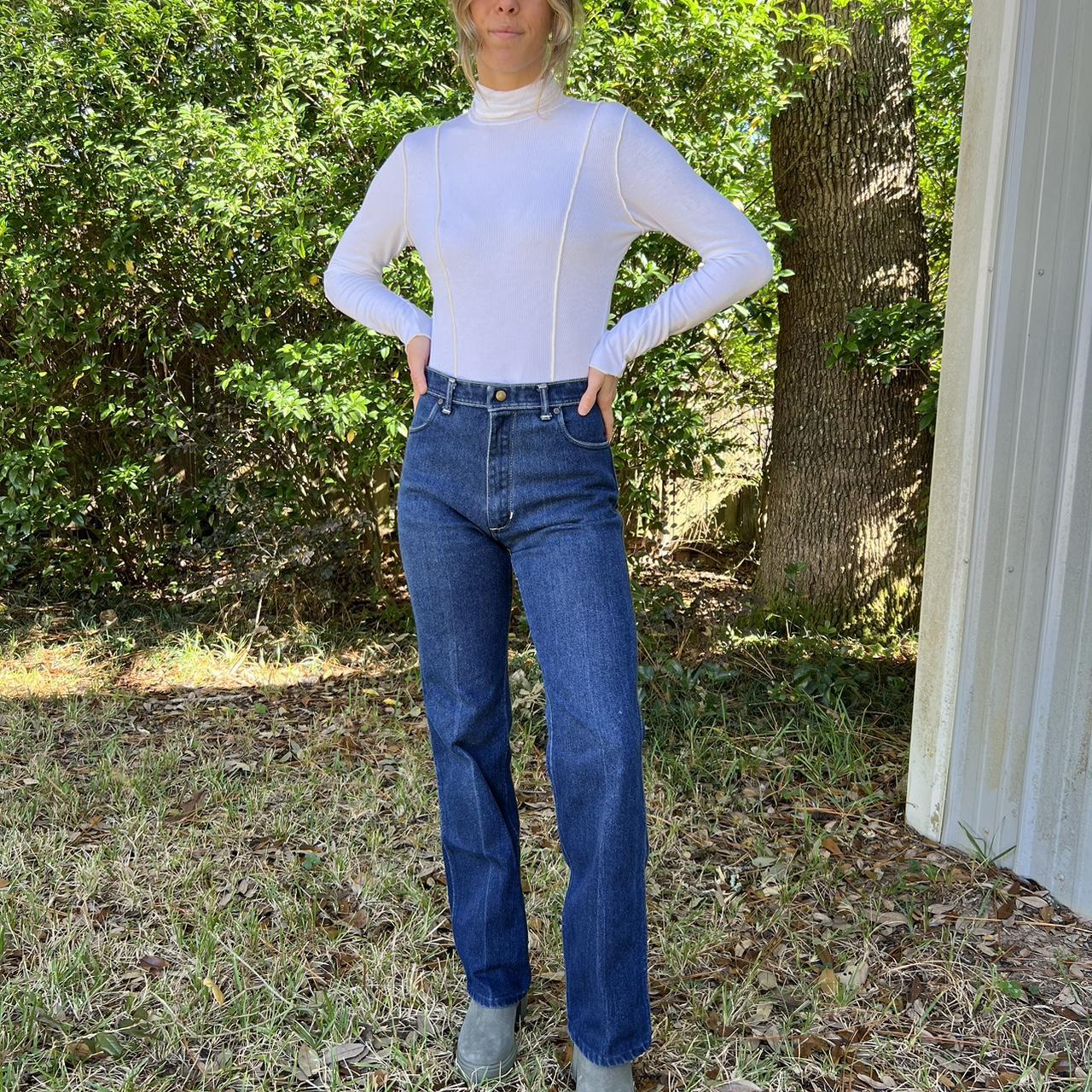 Vintage 1970 red snap jeans 4 pocket Dark wash... Depop