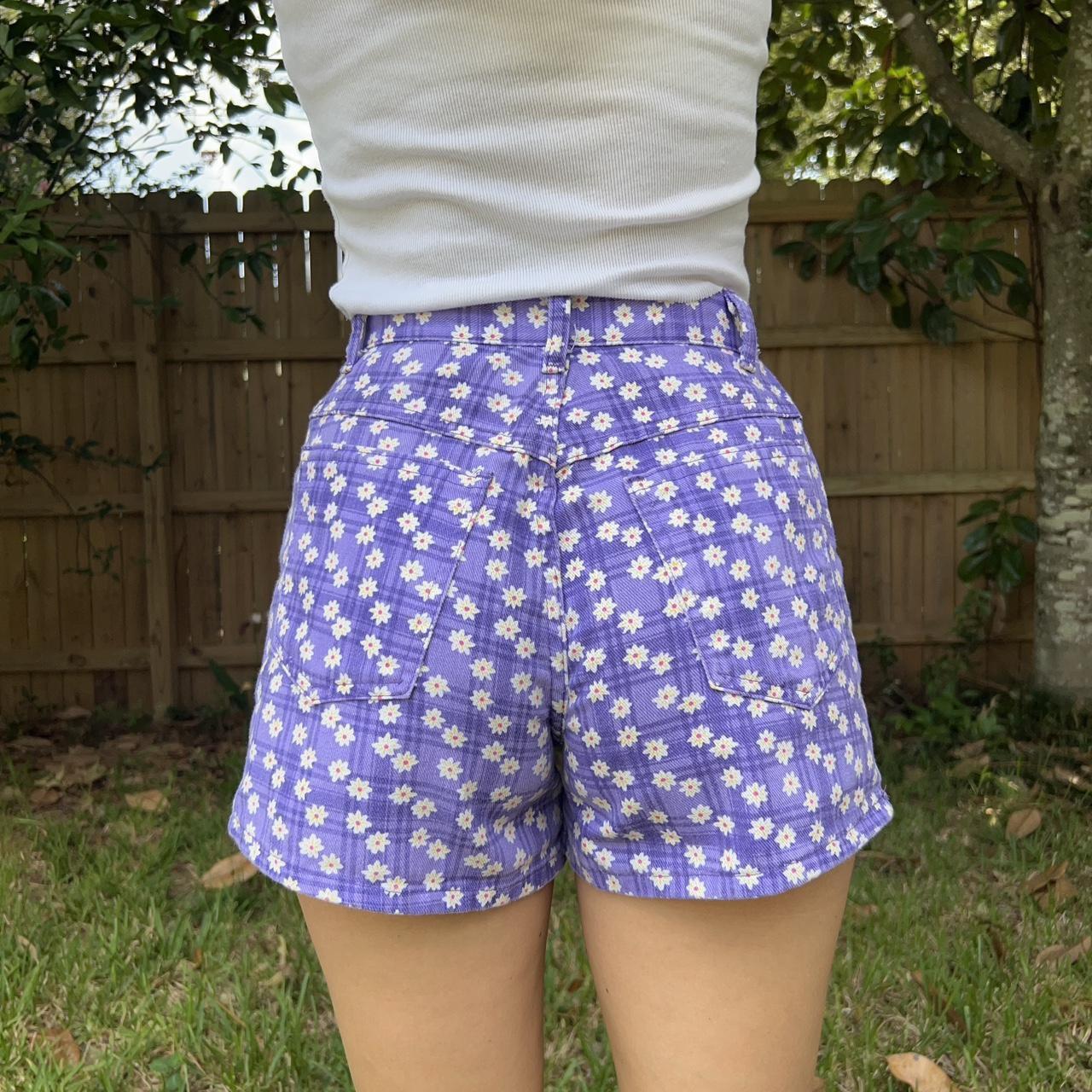 Vintage floral Jean shorts High waisted Button &... - Depop