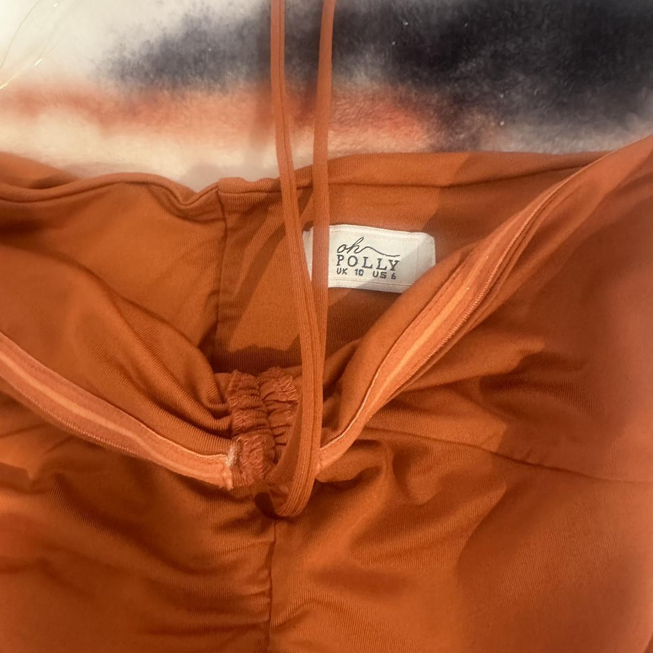Oh Polly Women's Tan and Orange Dress Depop