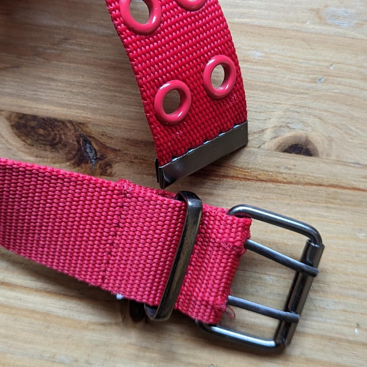 y2k red stud/ grommet belt. Buckle can be fastened... Depop