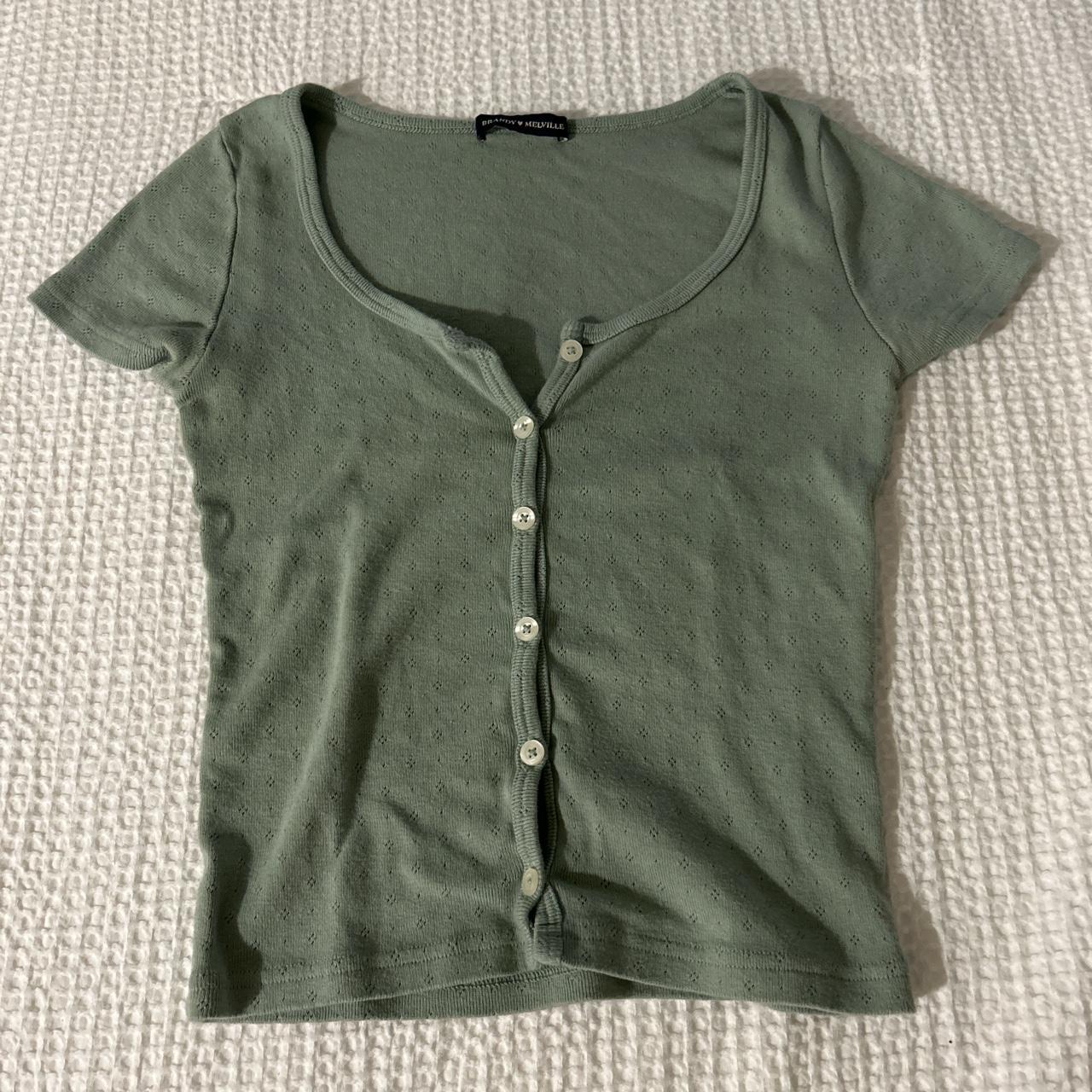 Brandy Melville Women's Green Shirt