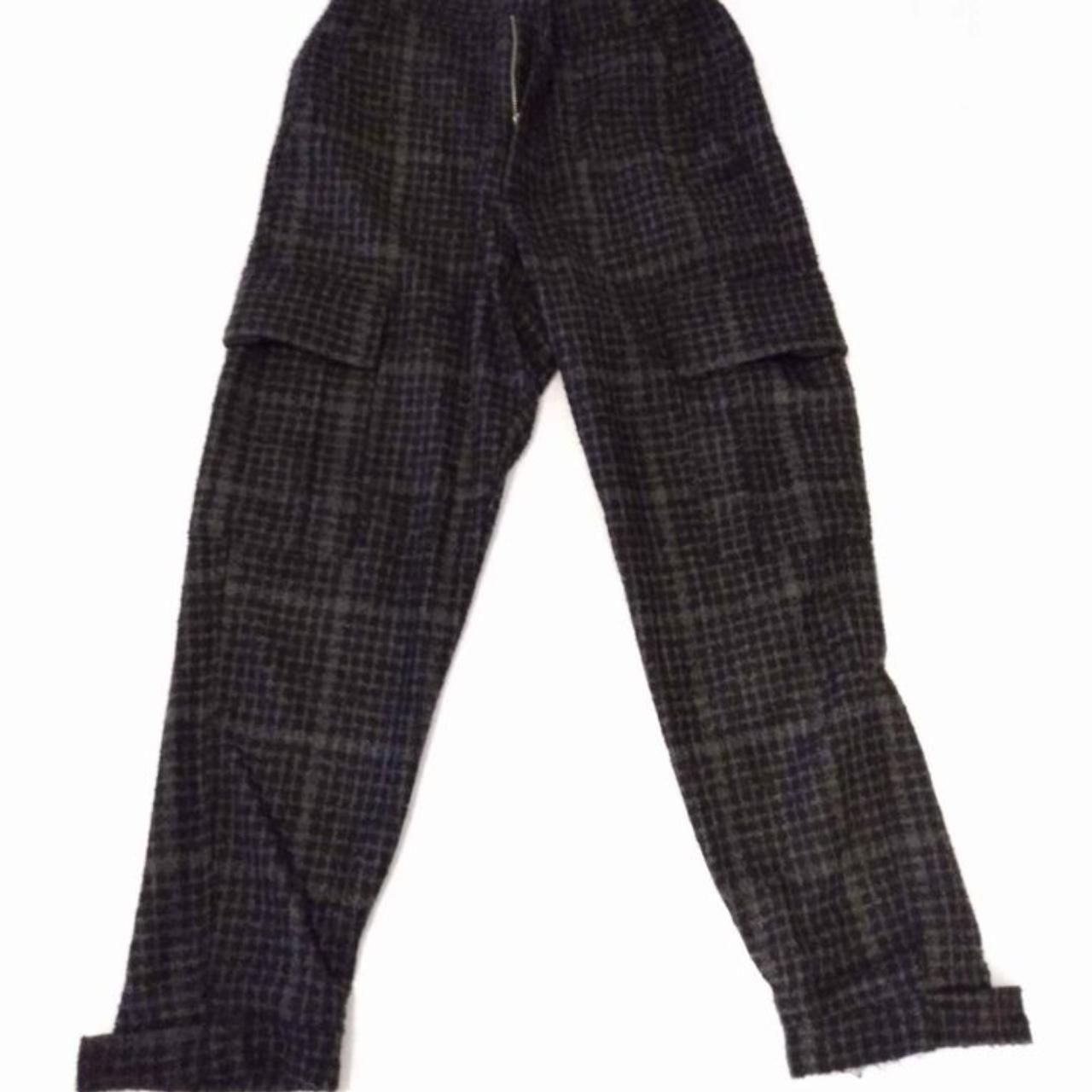 Zara Men grey and black plaid cargo pants. Wool... Depop