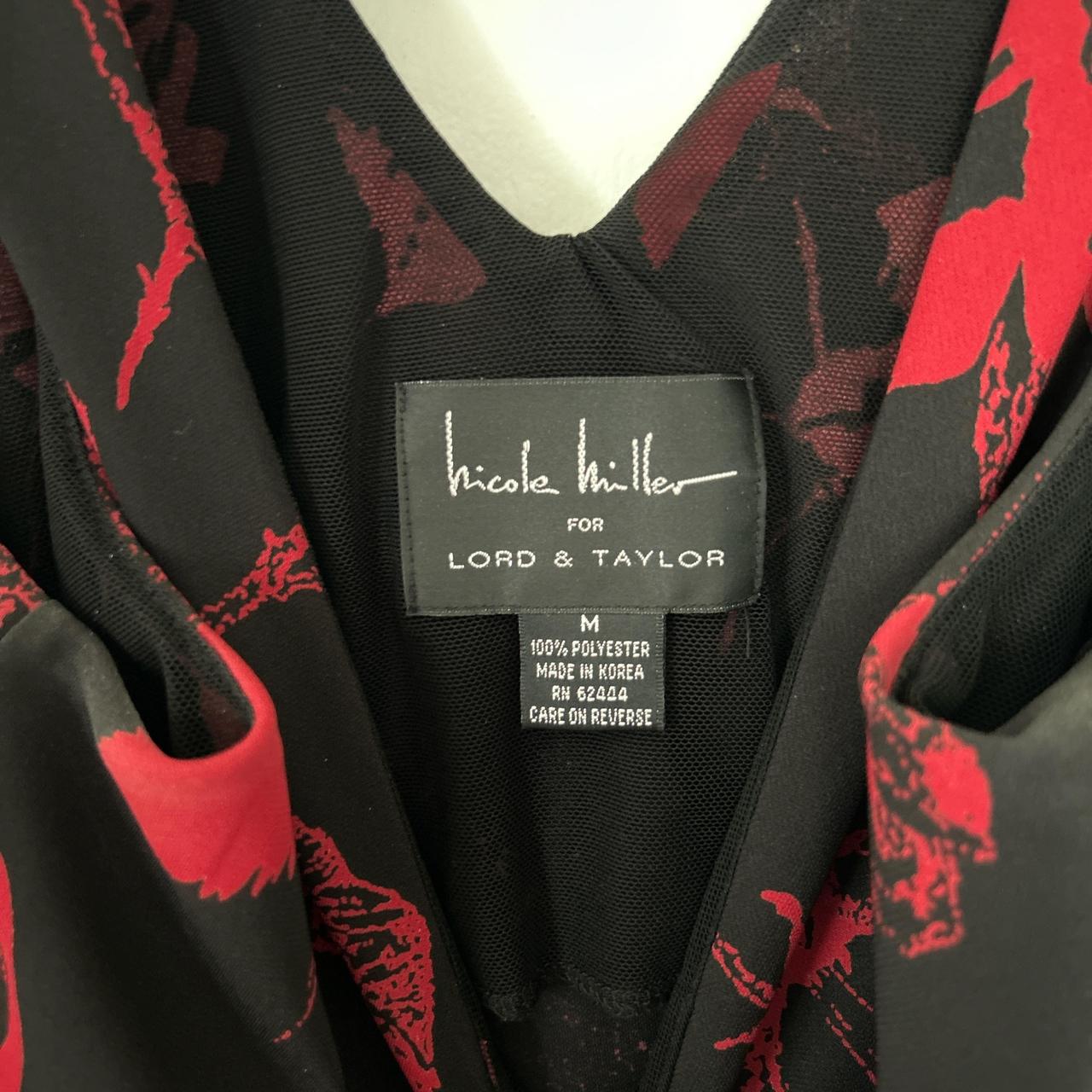 Nicole Miller black and red floral print dress with. Depop