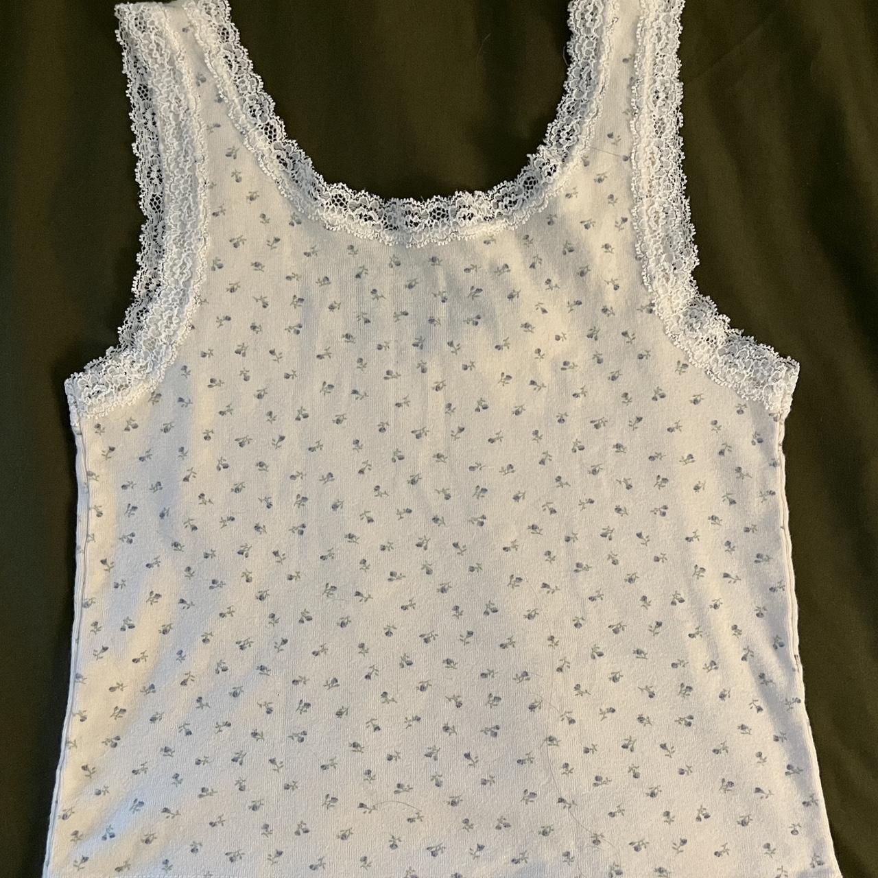 brandy melville floral tank - no flaws, worn... - Depop