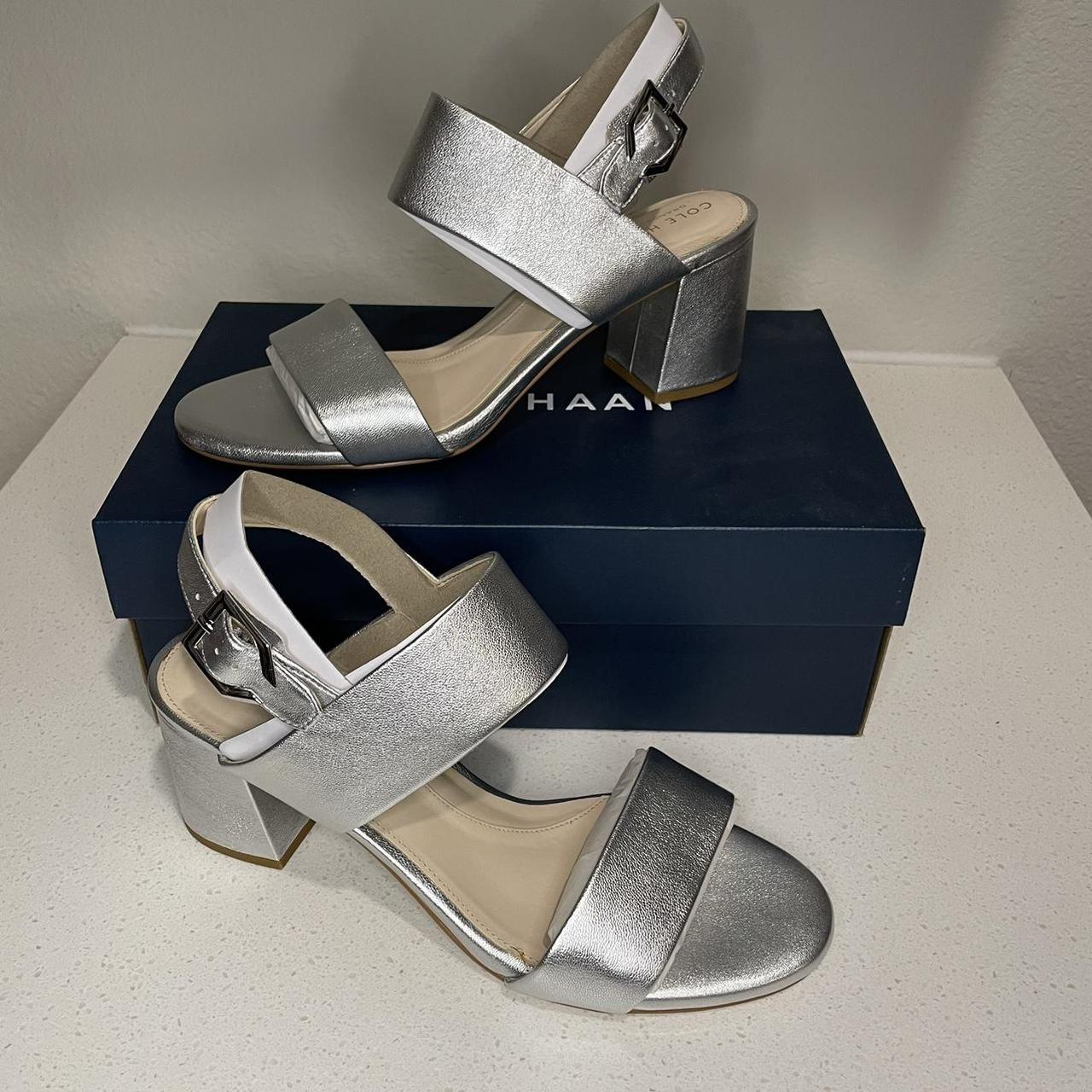 Cole Haan Silver Metallic Leather Avani City Sandal. Depop