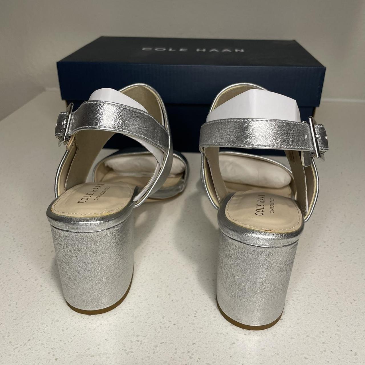 Cole Haan Silver Metallic Leather Avani City Sandal. Depop