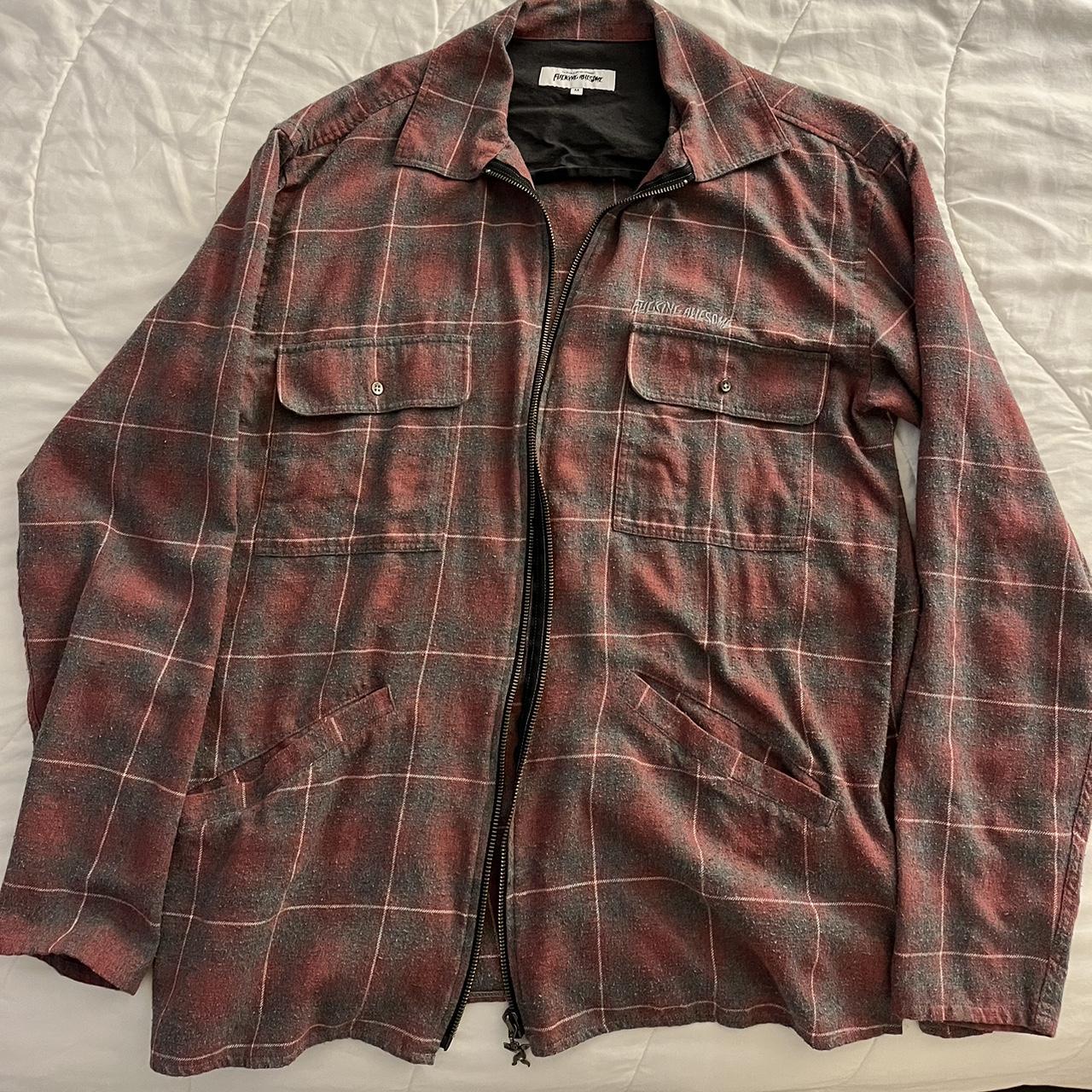 Fucking Awesome full zip flannel shirt. Size Medium.... - Depop