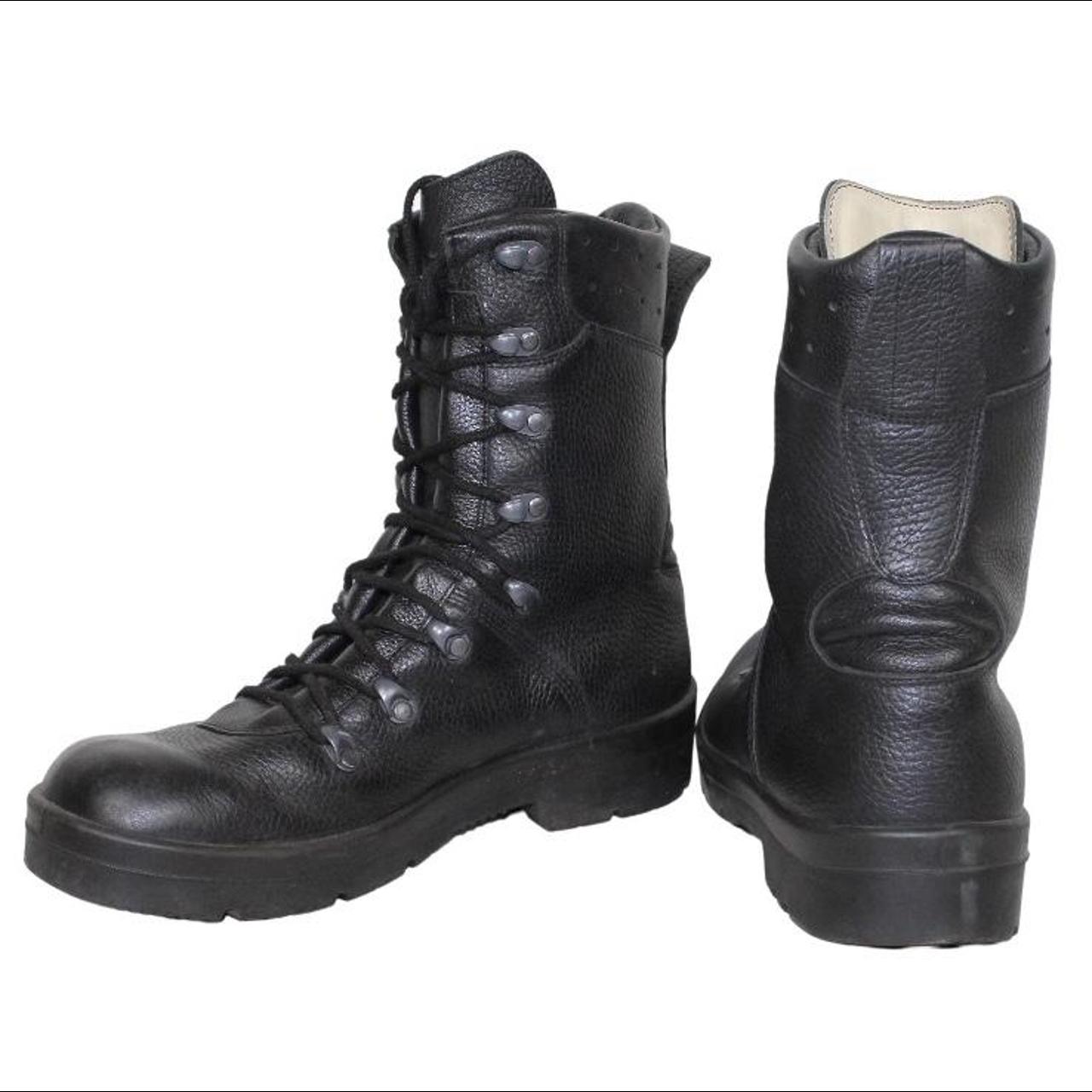 Black army surplus leather lace up combat boots EU... Depop