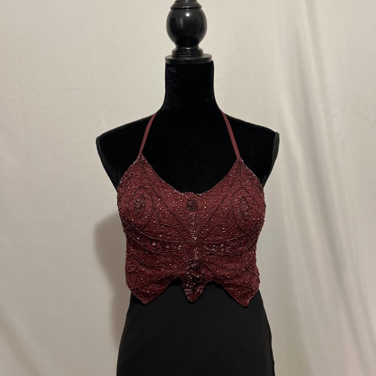 Fashion nova y2k inspired beaded crop top 🦋 NWT No... Depop