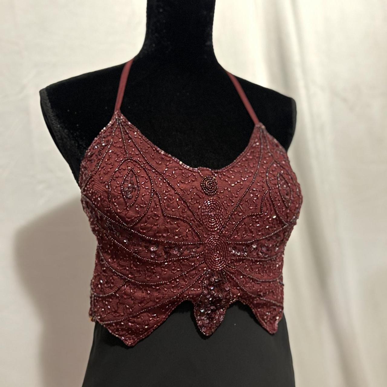 Fashion nova y2k inspired beaded crop top 🦋 NWT No... Depop