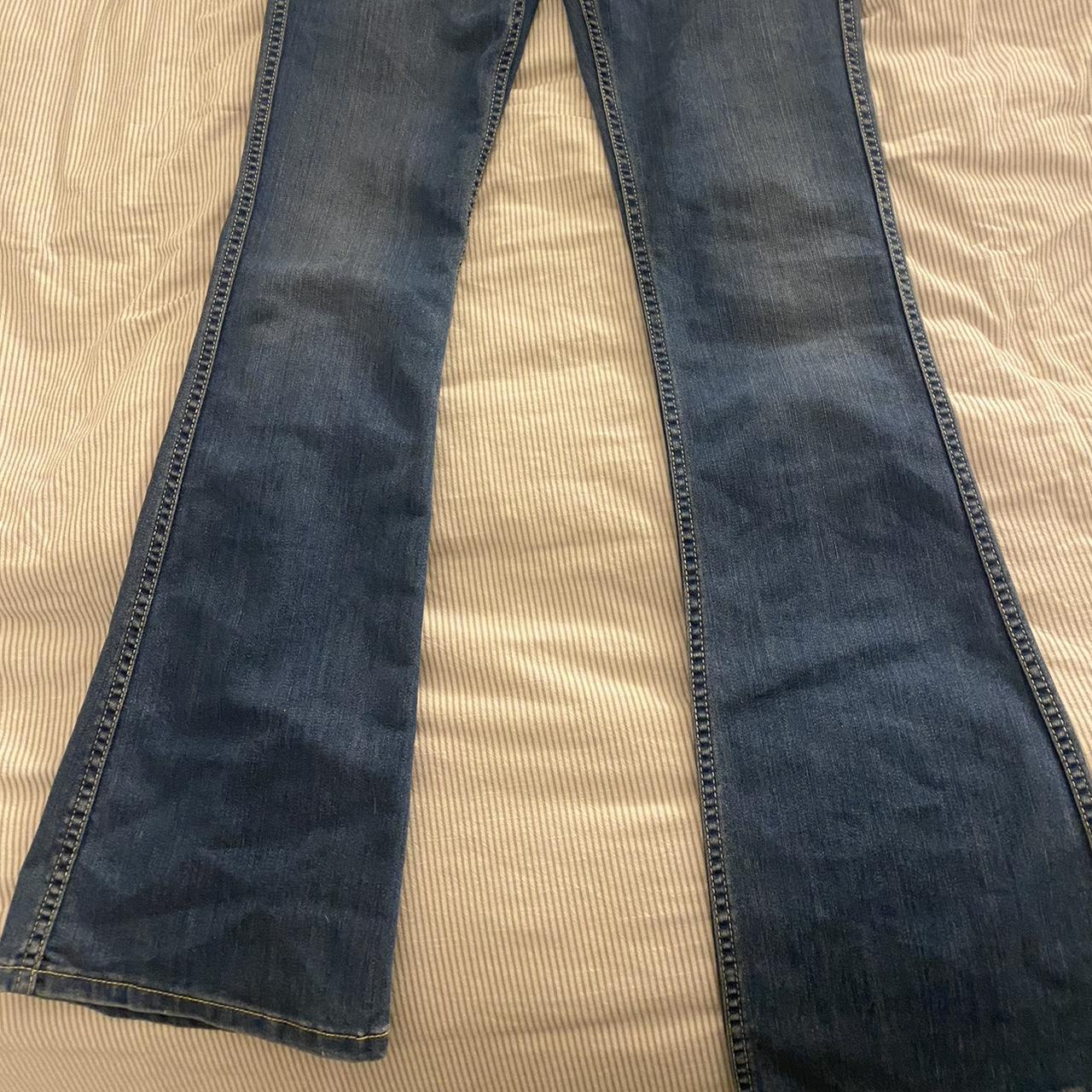 vintage low rise flared jeans from riders, size 9,... - Depop