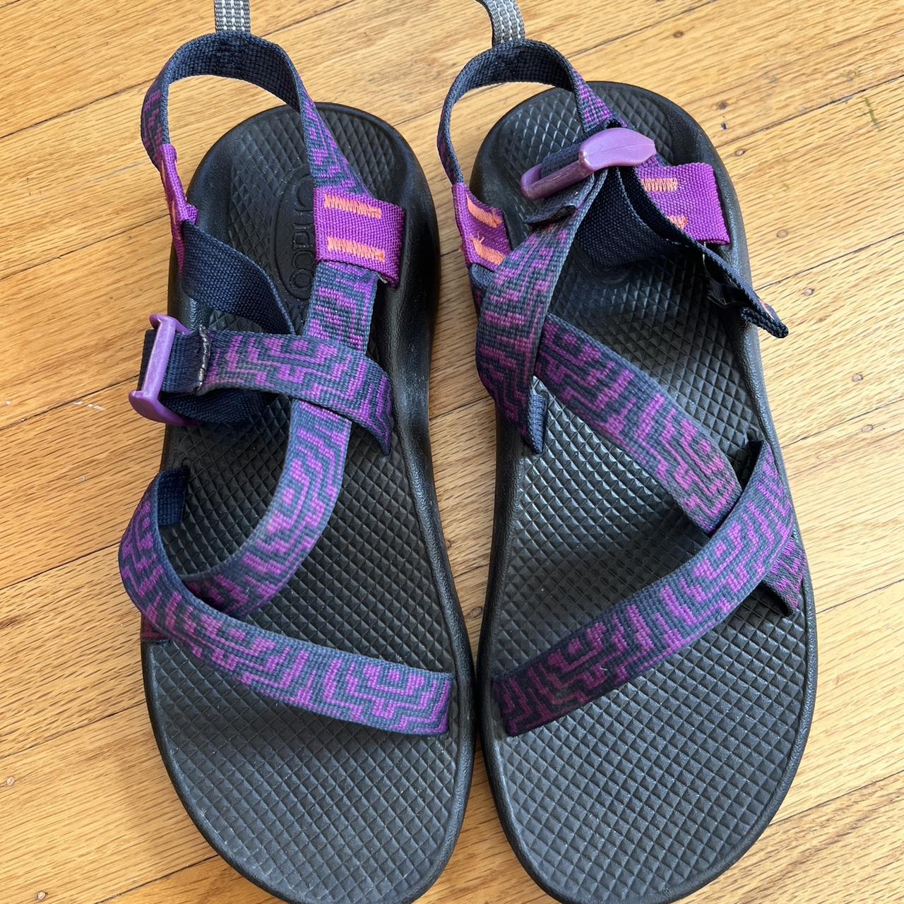 Chaco Women's Purple and Grey Sandals | Depop